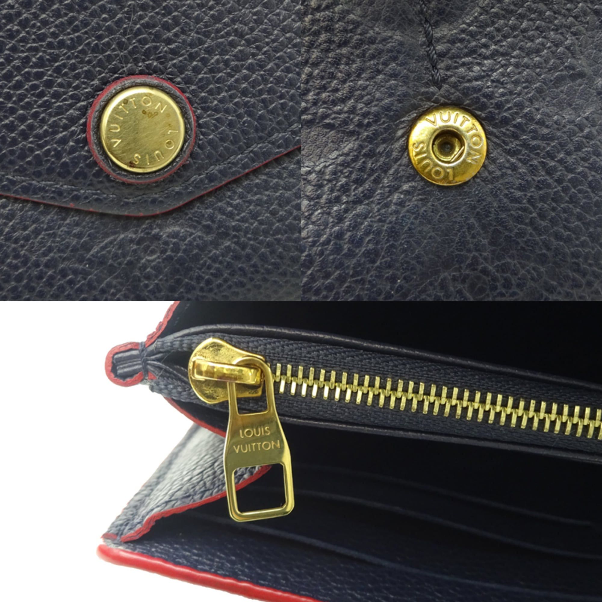 Louis Vuitton Louis Vuitton Portefeuille Sarah (Faulty Button) Women's Long Wallet M62125 (Discontinued) Monogram Empreinte Marine Rouge (Navy Red) Size ONE SIZE - 8 Thumbnail