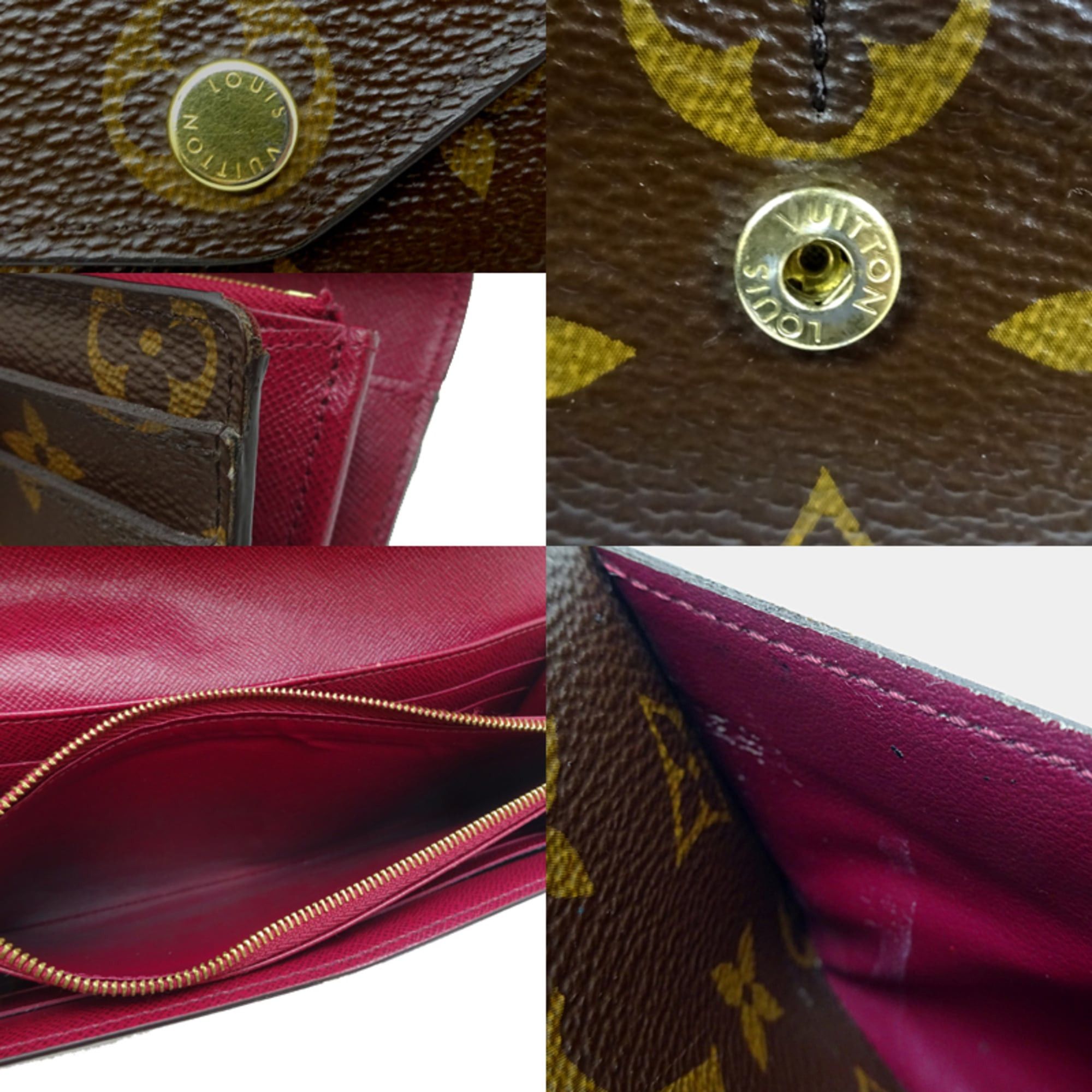 Louis Vuitton Louis Vuitton Portefeuille Sarah (fastening mechanism loosens) Women's and Men's Long Wallet M62234 (Discontinued) Monogram Fuchsia (Pink) Size ONE SIZE - 8 Thumbnail