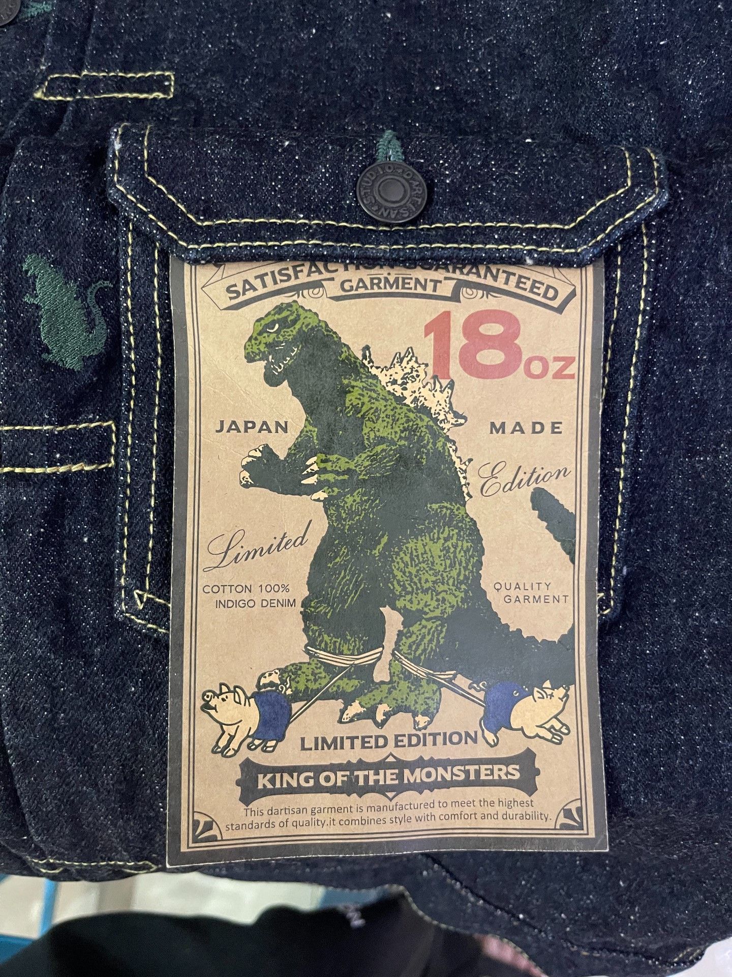 Studio D'Artisan Studio D'Artisan Godzilla 18oz Denim Jacket Size US XXS / EU 40 - 2 Thumbnail