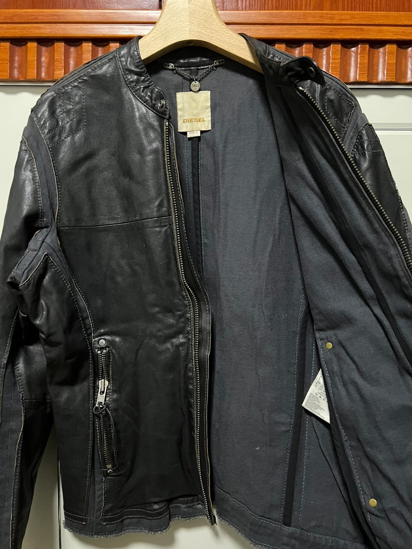 Diesel Diesel Vintage Leather Denim Sheepskin Jacket Size US L / EU 52-54 / 3 - 3 Thumbnail