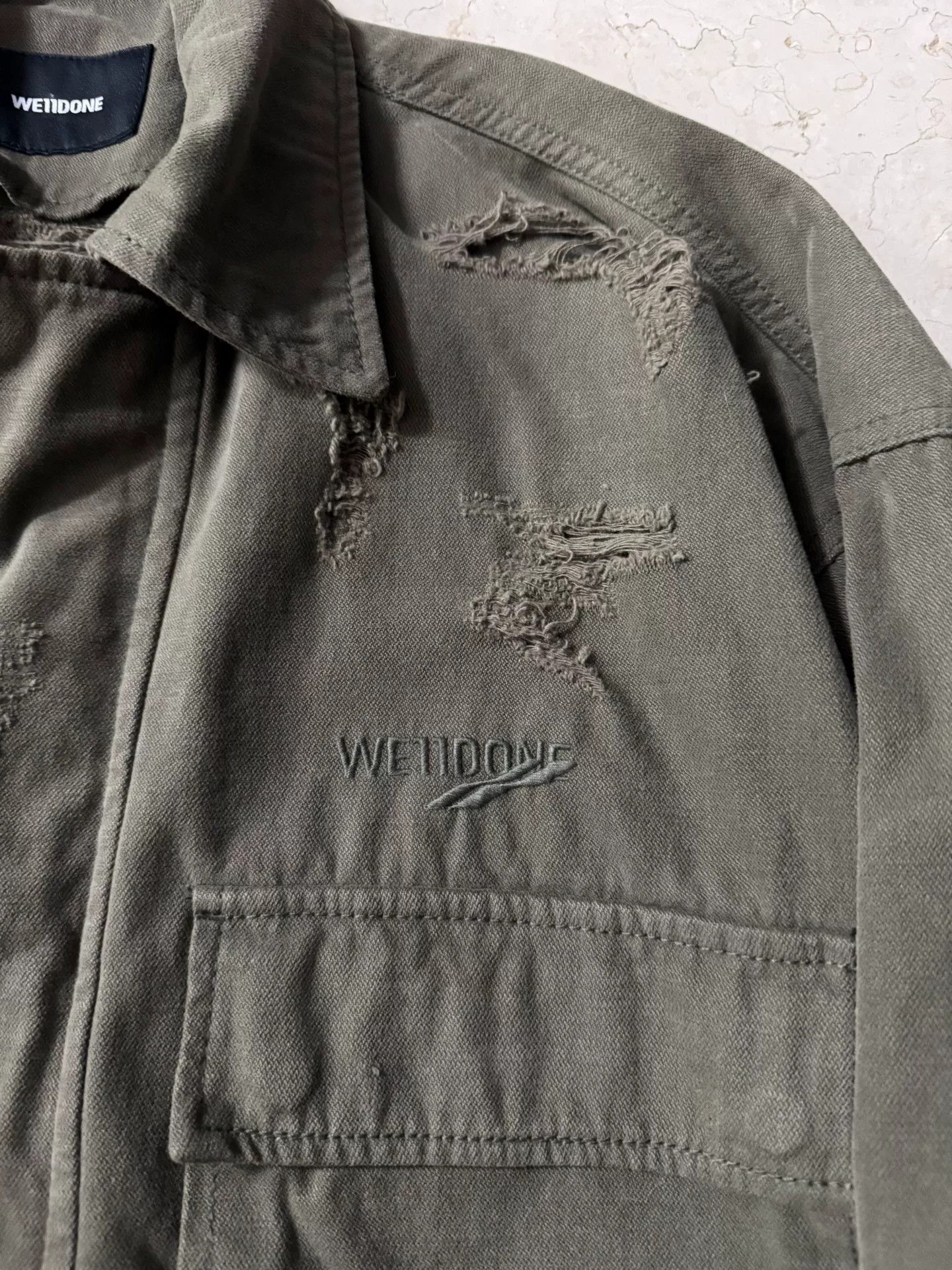 WE11DONE WE11DONE Logo Embroidered Distressed Jacket Size US S / EU 44-46 / 1 - 4 Thumbnail