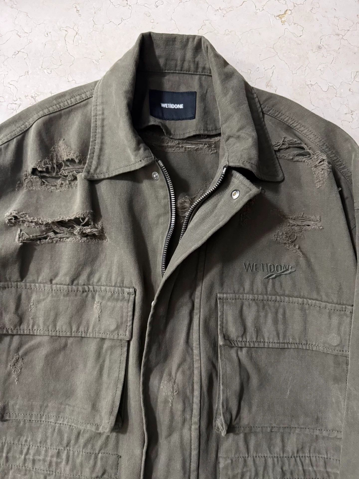 WE11DONE WE11DONE Logo Embroidered Distressed Jacket Size US S / EU 44-46 / 1 - 2 Thumbnail