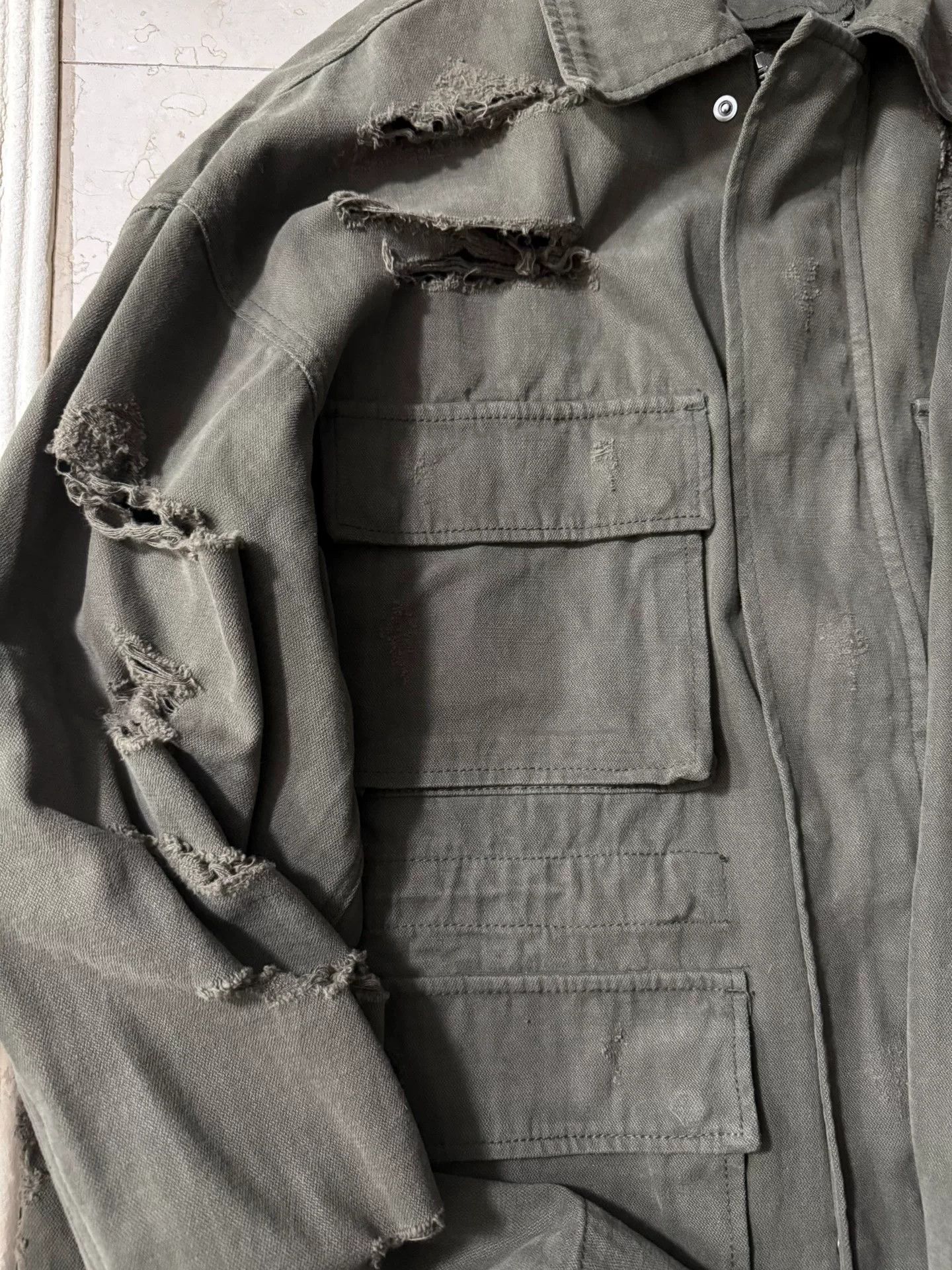WE11DONE WE11DONE Logo Embroidered Distressed Jacket Size US S / EU 44-46 / 1 - 5 Thumbnail