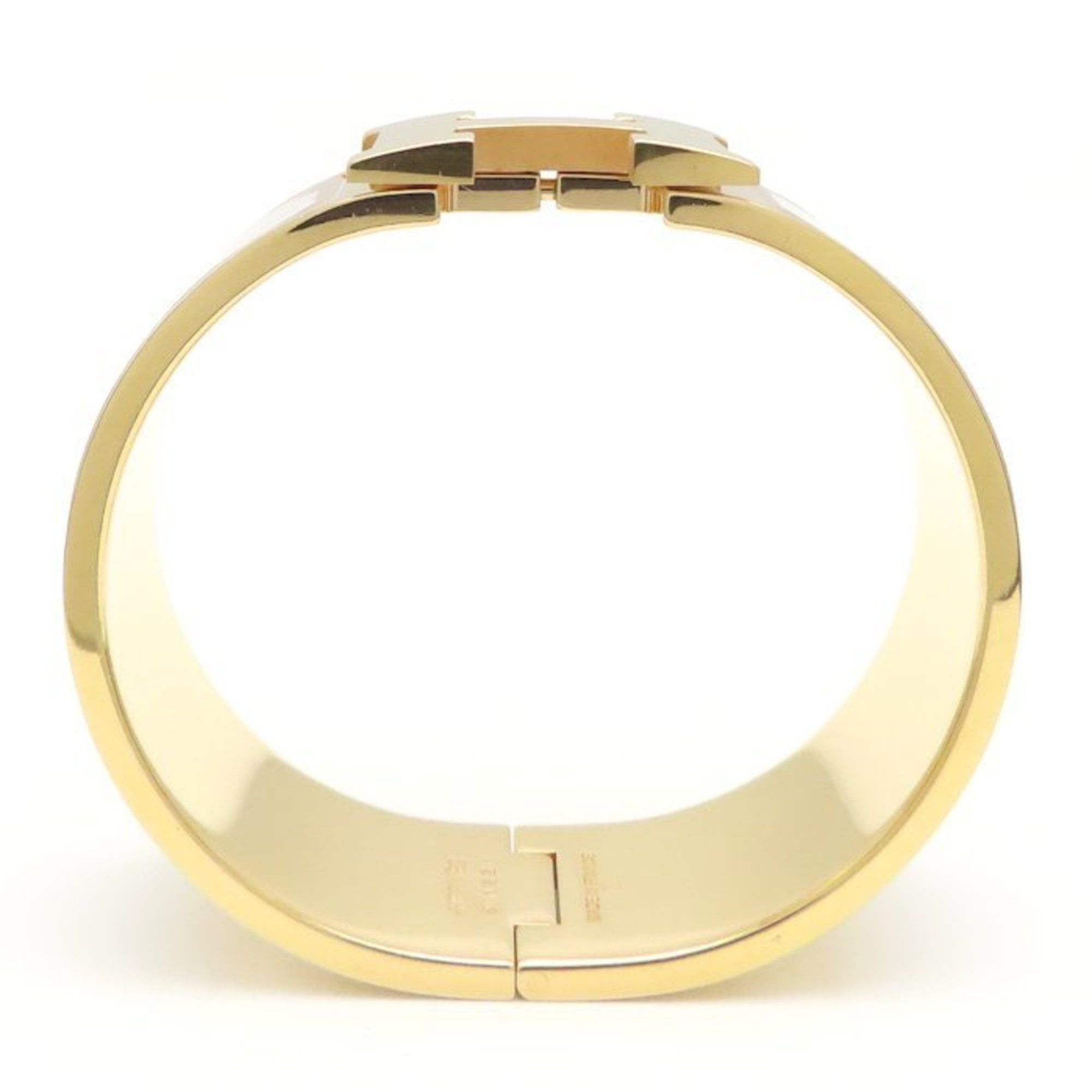 Hermes HERMES Click-Clack H Bangle, Large, Beige, GP, Gold-Plated and Enamel, Women's, 295087 Size ONE SIZE - 4 Thumbnail