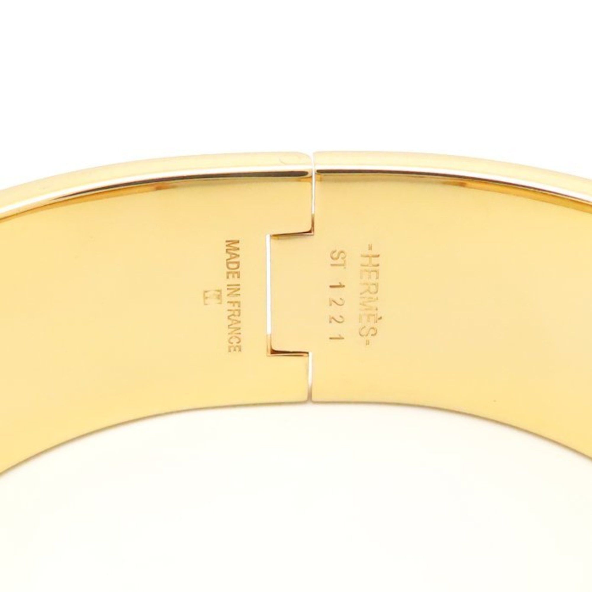 Hermes HERMES Click-Clack H Bangle, Large, Beige, GP, Gold-Plated and Enamel, Women's, 295087 Size ONE SIZE - 5 Thumbnail