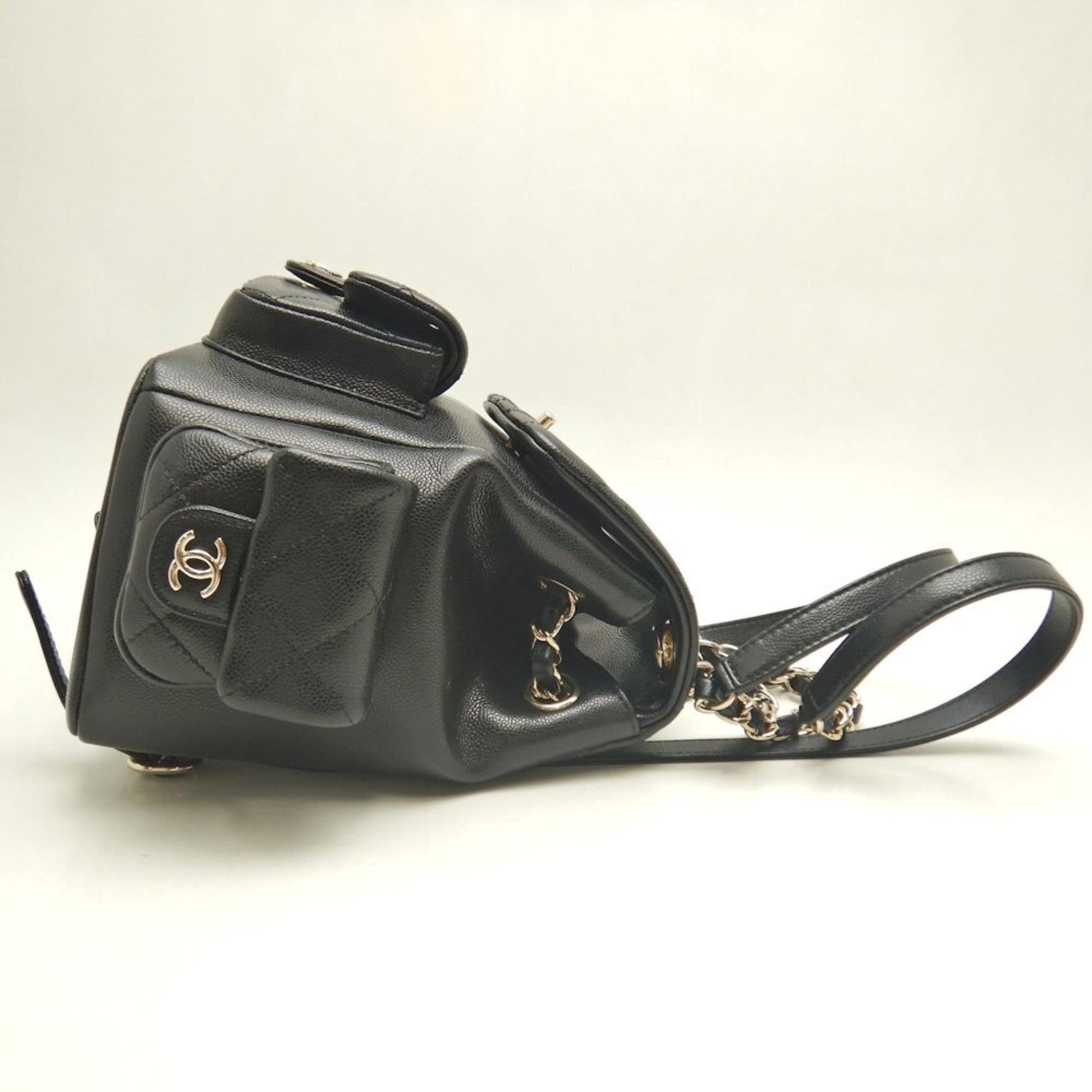 Chanel CHANEL Small Matelasse Backpack AS4399, Caviar Leather, Black, Women's, 253590 Size ONE SIZE - 4 Thumbnail