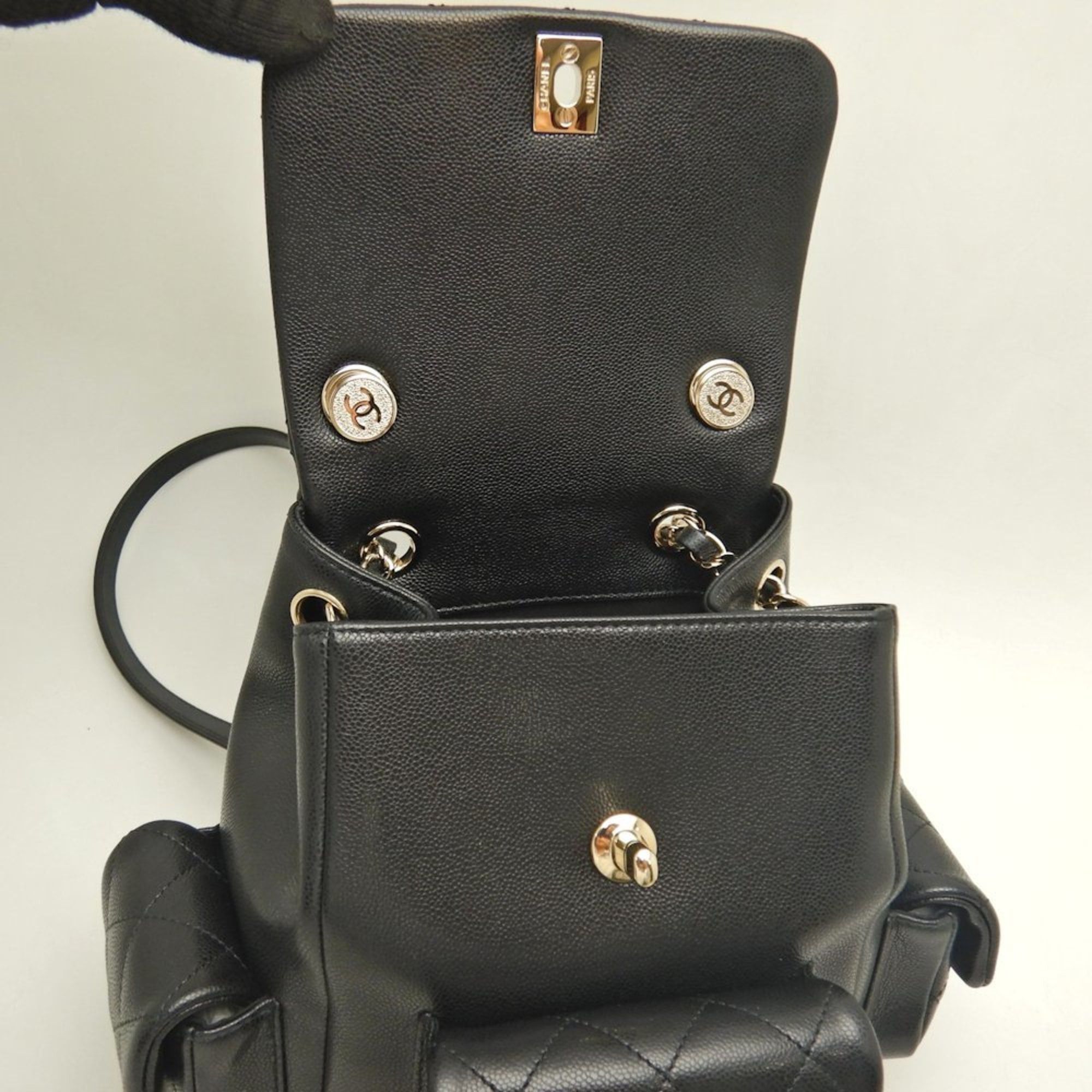 Chanel CHANEL Small Matelasse Backpack AS4399, Caviar Leather, Black, Women's, 253590 Size ONE SIZE - 10 Thumbnail