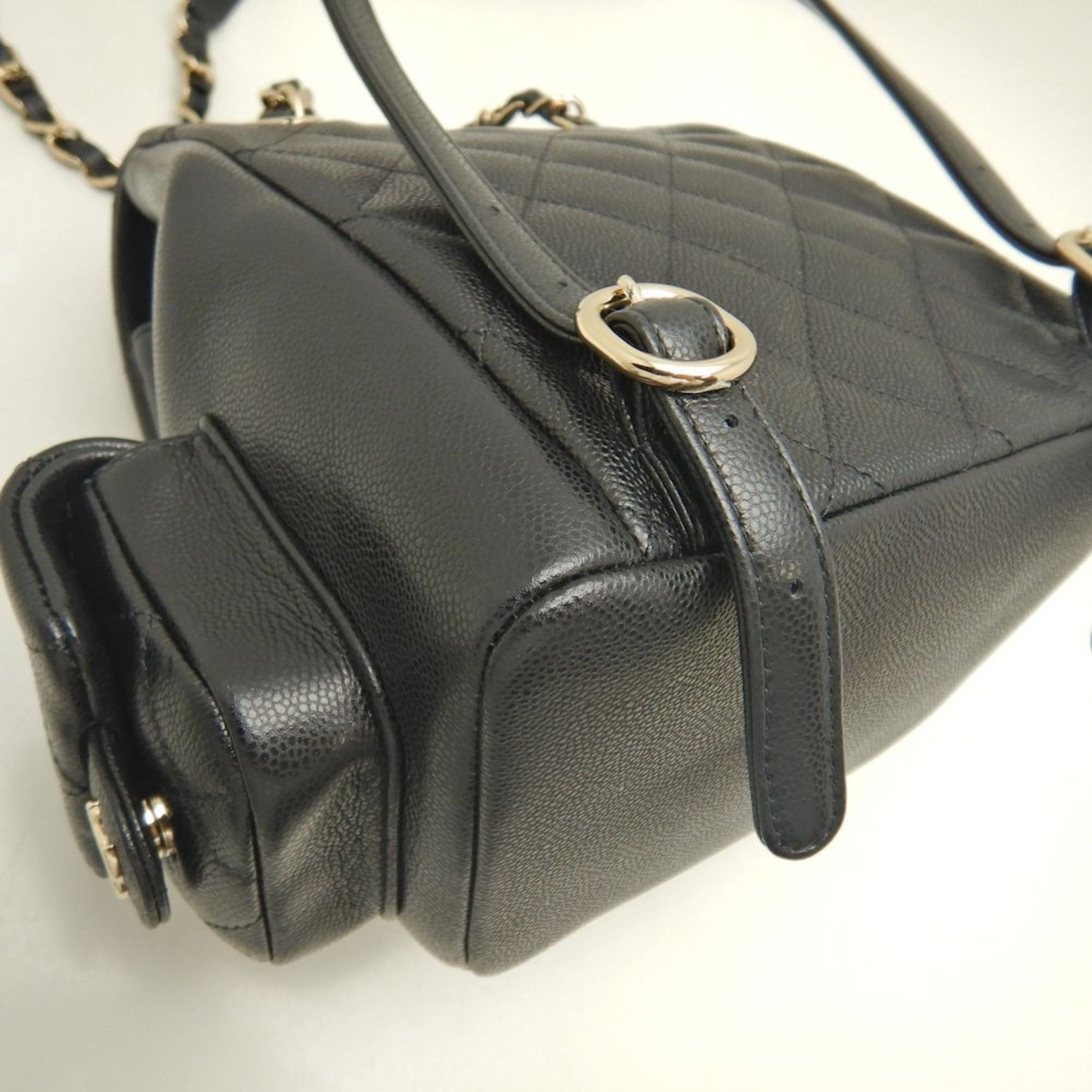 Chanel CHANEL Small Matelasse Backpack AS4399, Caviar Leather, Black, Women's, 253590 Size ONE SIZE - 12 Thumbnail