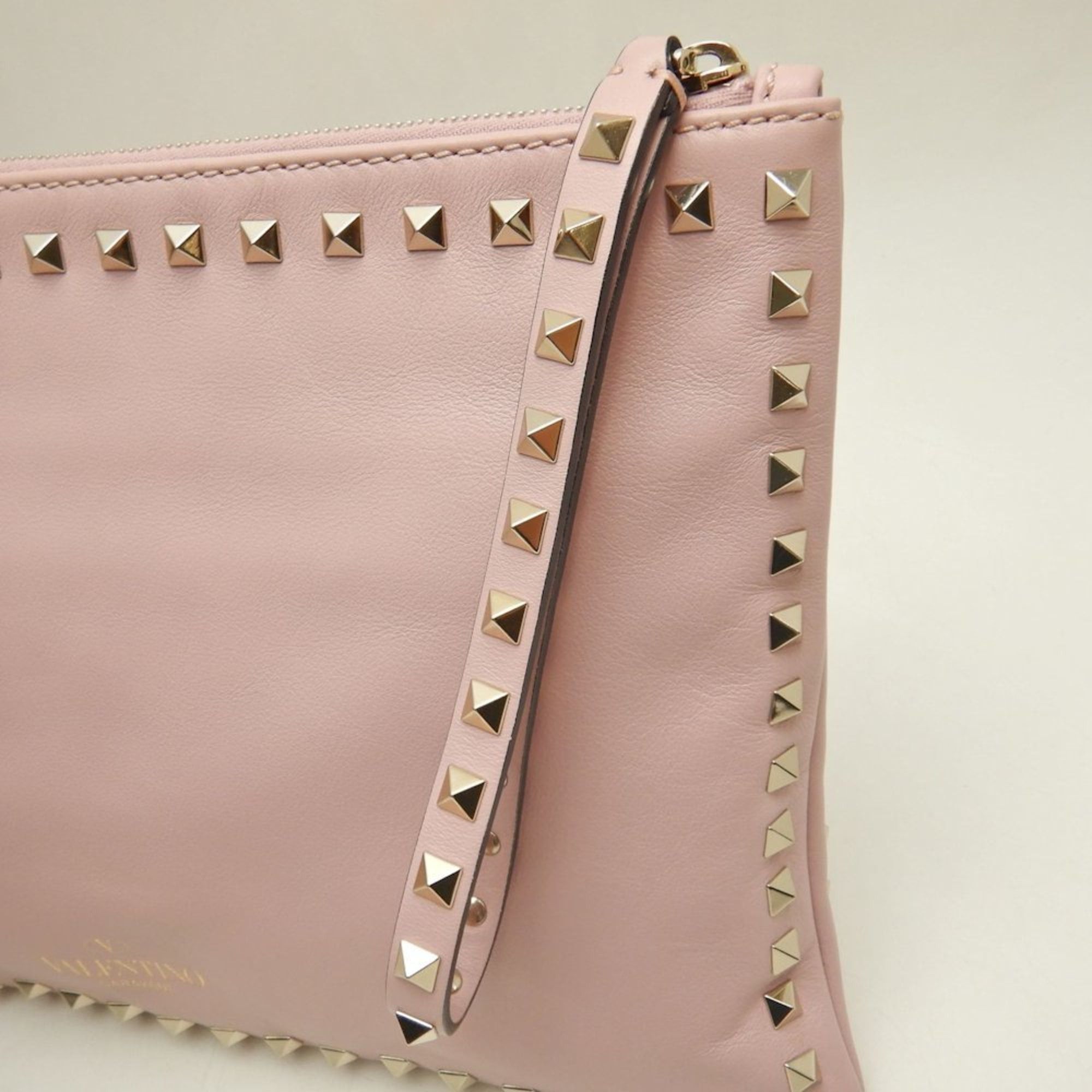 Valentino VALENTINO Rockstud Lambskin Clutch Bag, Pink, Women's, 253595 Size ONE SIZE - 9 Thumbnail