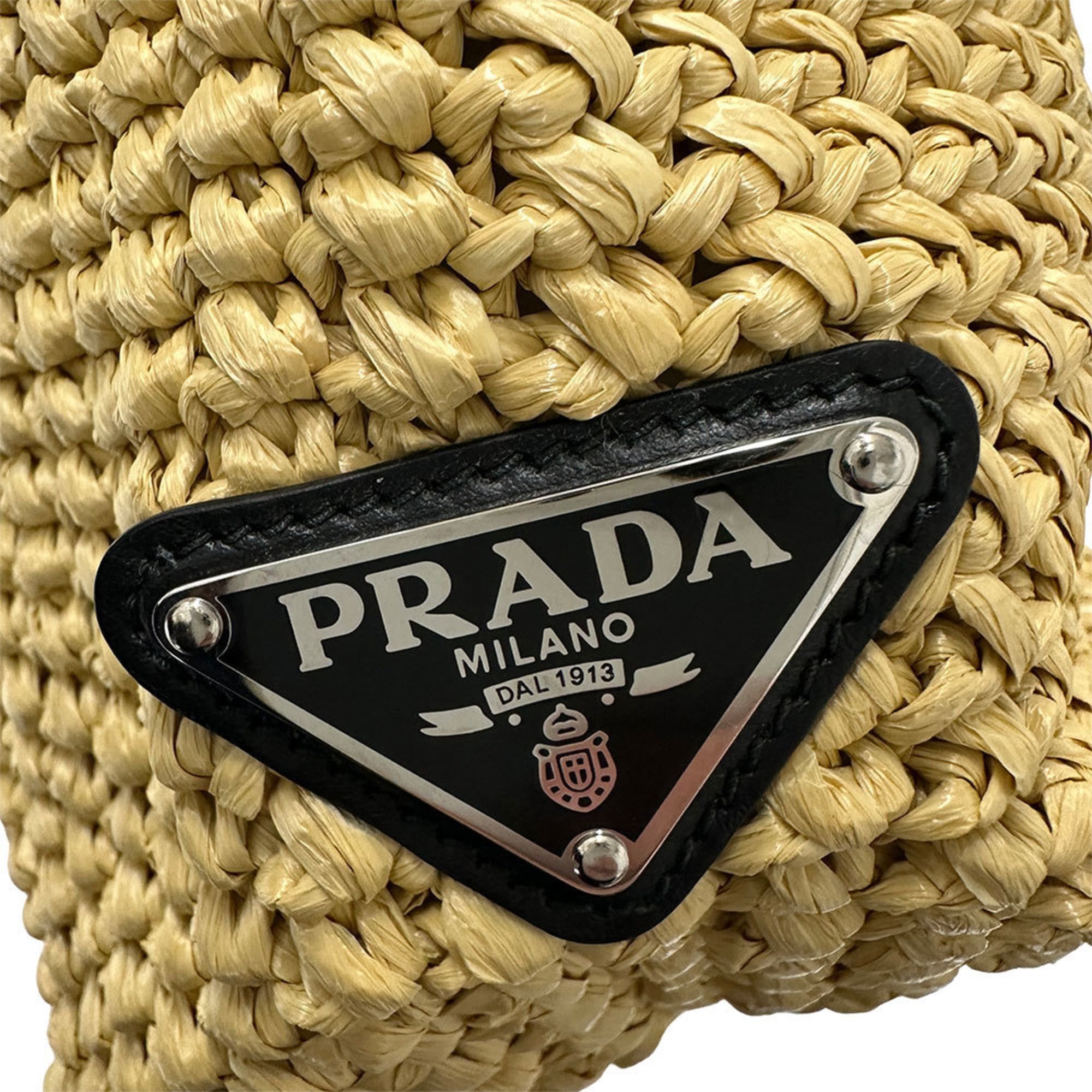 Prada Prada Women's Raffia Tote Bag in Natural Yellow (1BG392) Size ONE SIZE - 8 Thumbnail