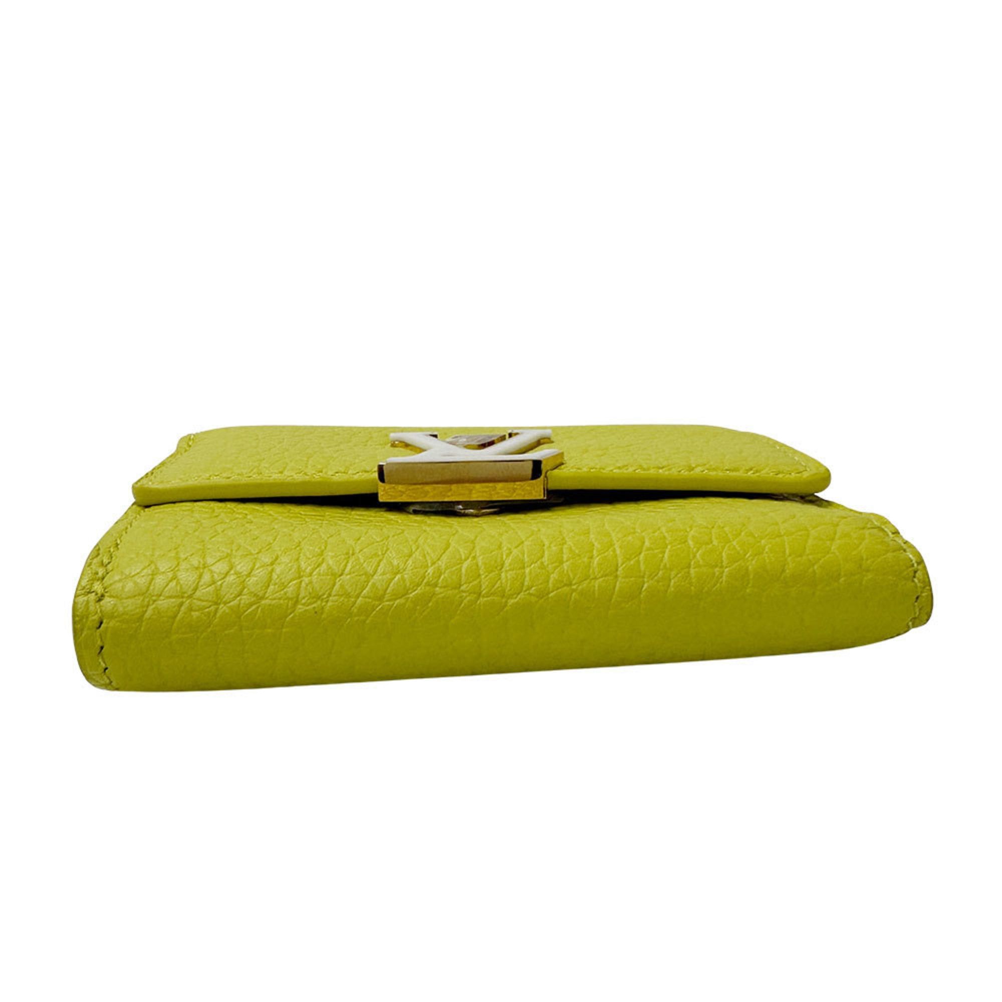 Louis Vuitton Louis Vuitton Women's Tri-fold Wallet, Taurillon Leather, Portefeuille Capucines XS Cedra, M81230, Yellow and Pink, Mini Wallet Size ONE SIZE - 3 Thumbnail