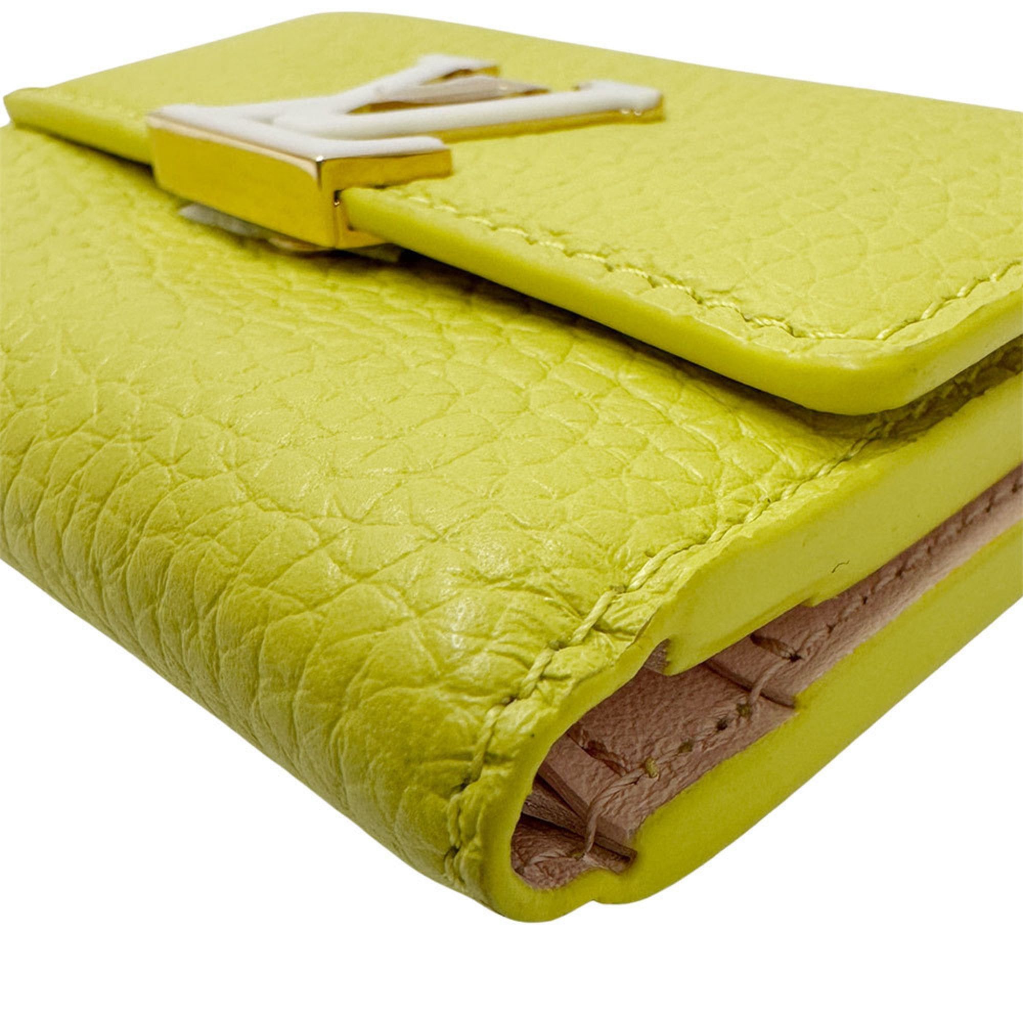 Louis Vuitton Louis Vuitton Women's Tri-fold Wallet, Taurillon Leather, Portefeuille Capucines XS Cedra, M81230, Yellow and Pink, Mini Wallet Size ONE SIZE - 5 Thumbnail