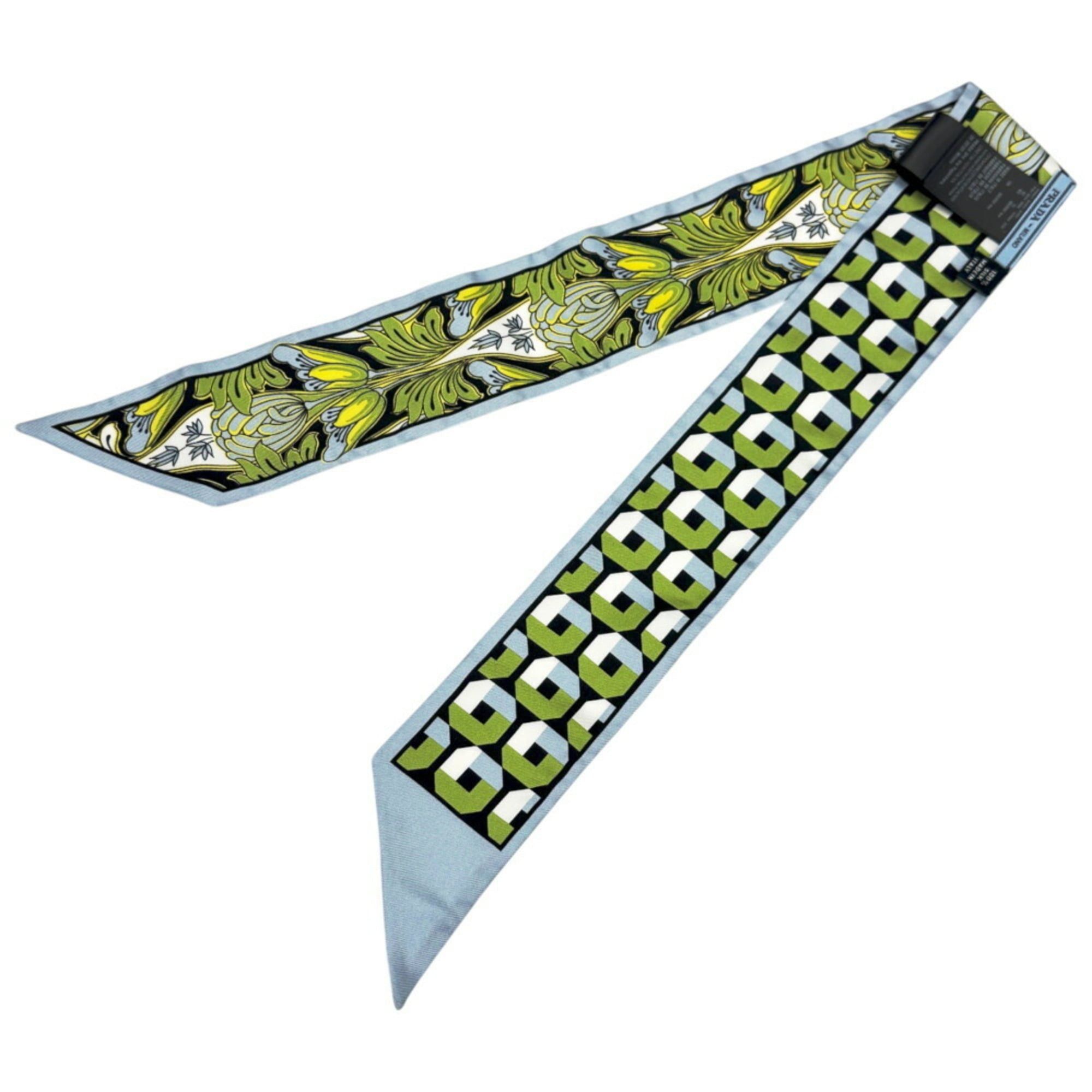 Prada PRADA Printed Silk Twill Scarf/Muffler, Silk, Blue, Multicolor, Women's, 1FF008 Size ONE SIZE - 2 Thumbnail