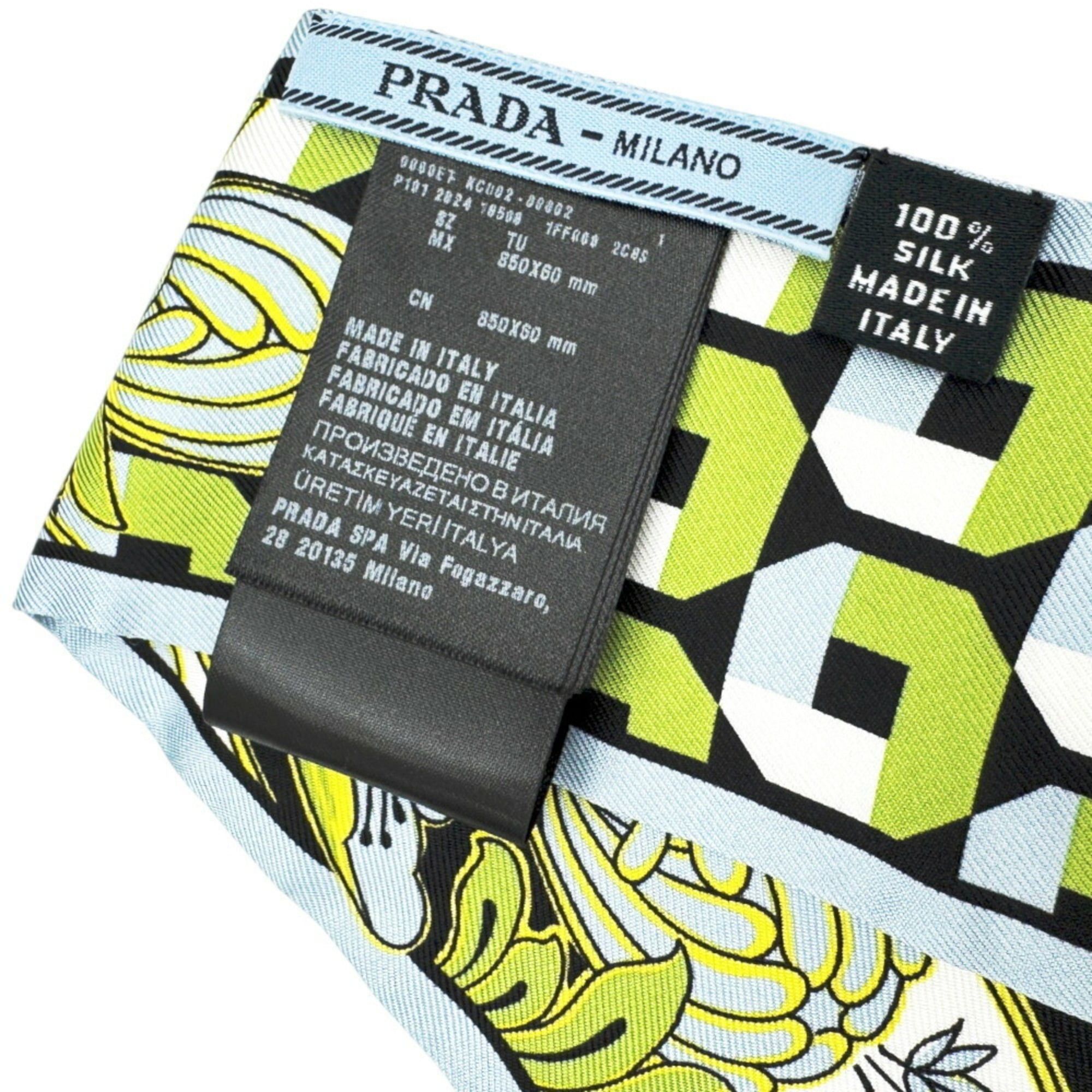 Prada PRADA Printed Silk Twill Scarf/Muffler, Silk, Blue, Multicolor, Women's, 1FF008 Size ONE SIZE - 3 Thumbnail