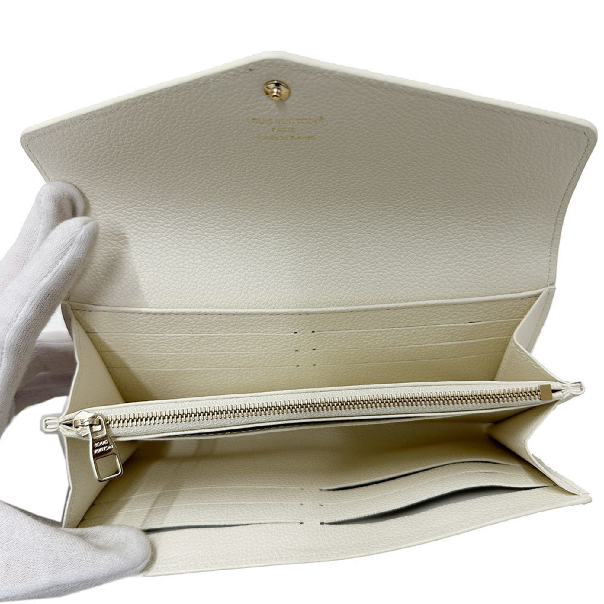 Louis Vuitton Louis Vuitton Monogram Empreinte Women's Long Wallet, Portefeuille Sarah Sweet Escape in Milky White (M27740), Green and Size ONE SIZE - 10 Thumbnail