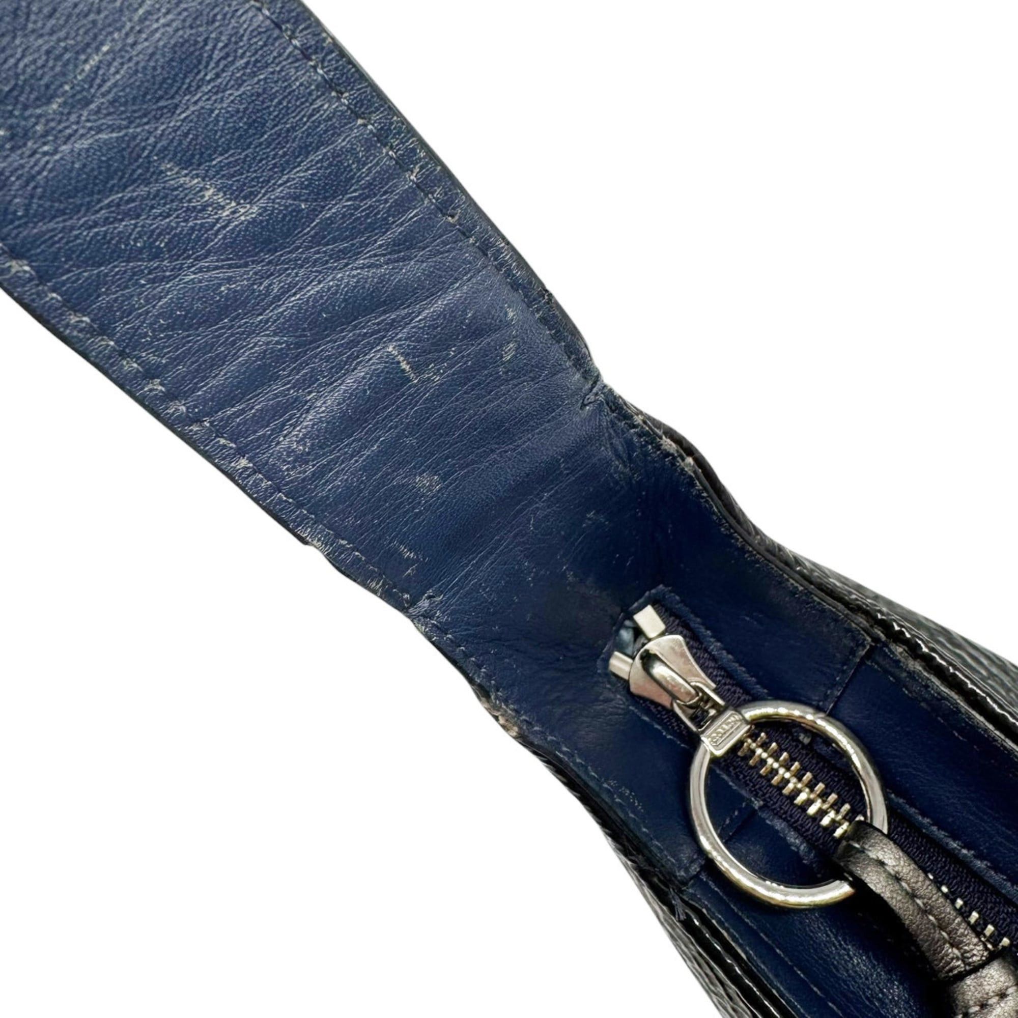 Coach COACH Shoulder Bag in Navy Patent Leather, 17033, Signature Op Art Collection, for Men and Women Size ONE SIZE - 15 Thumbnail