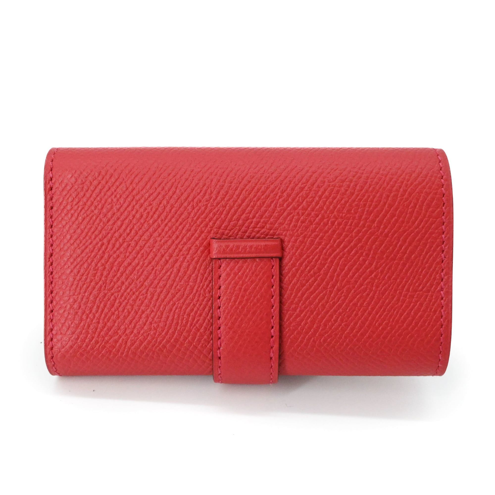 Hermes HERMES Bearn 4-ring key case in Epsom leather with Rouge Coupe pattern pink red, #C Size ONE SIZE - 4 Thumbnail