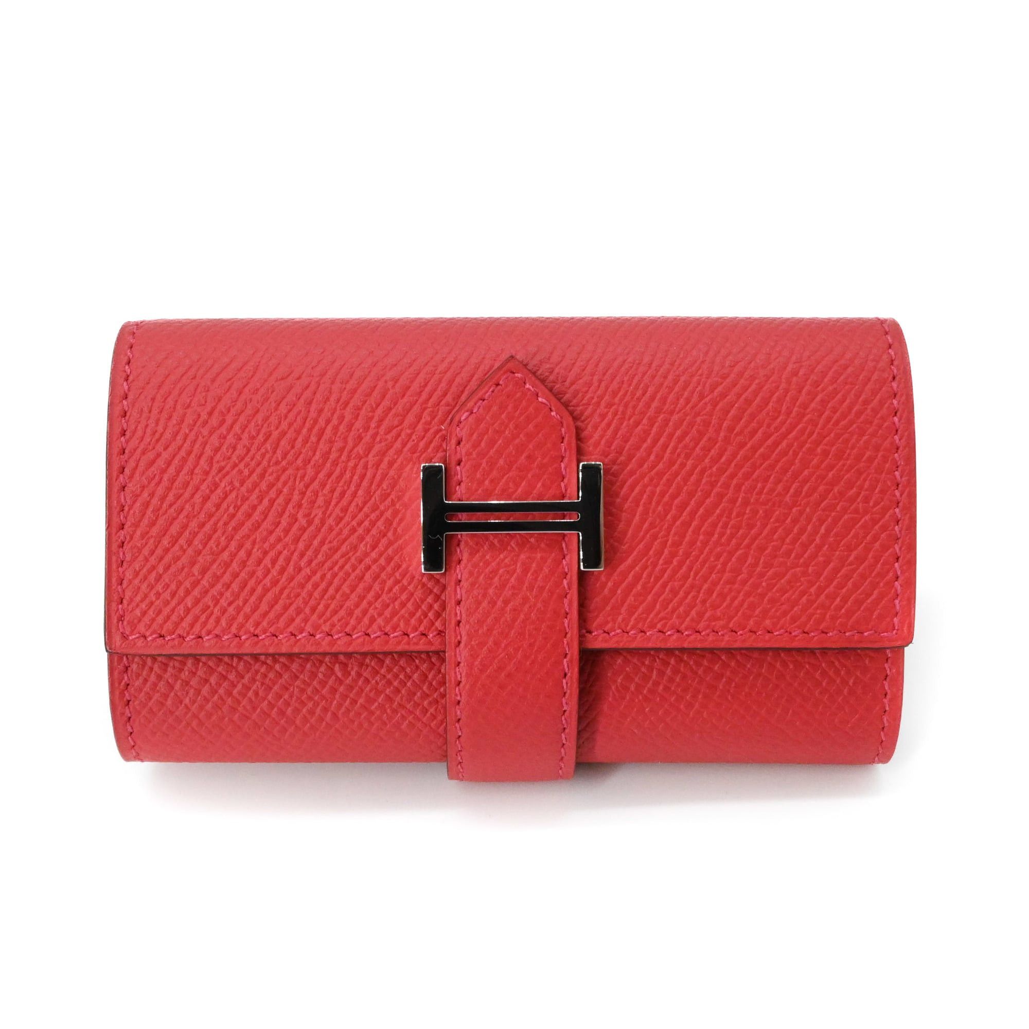 Hermes HERMES Bearn 4-ring key case in Epsom leather with Rouge Coupe pattern pink red, #C Size ONE SIZE - 2 Thumbnail