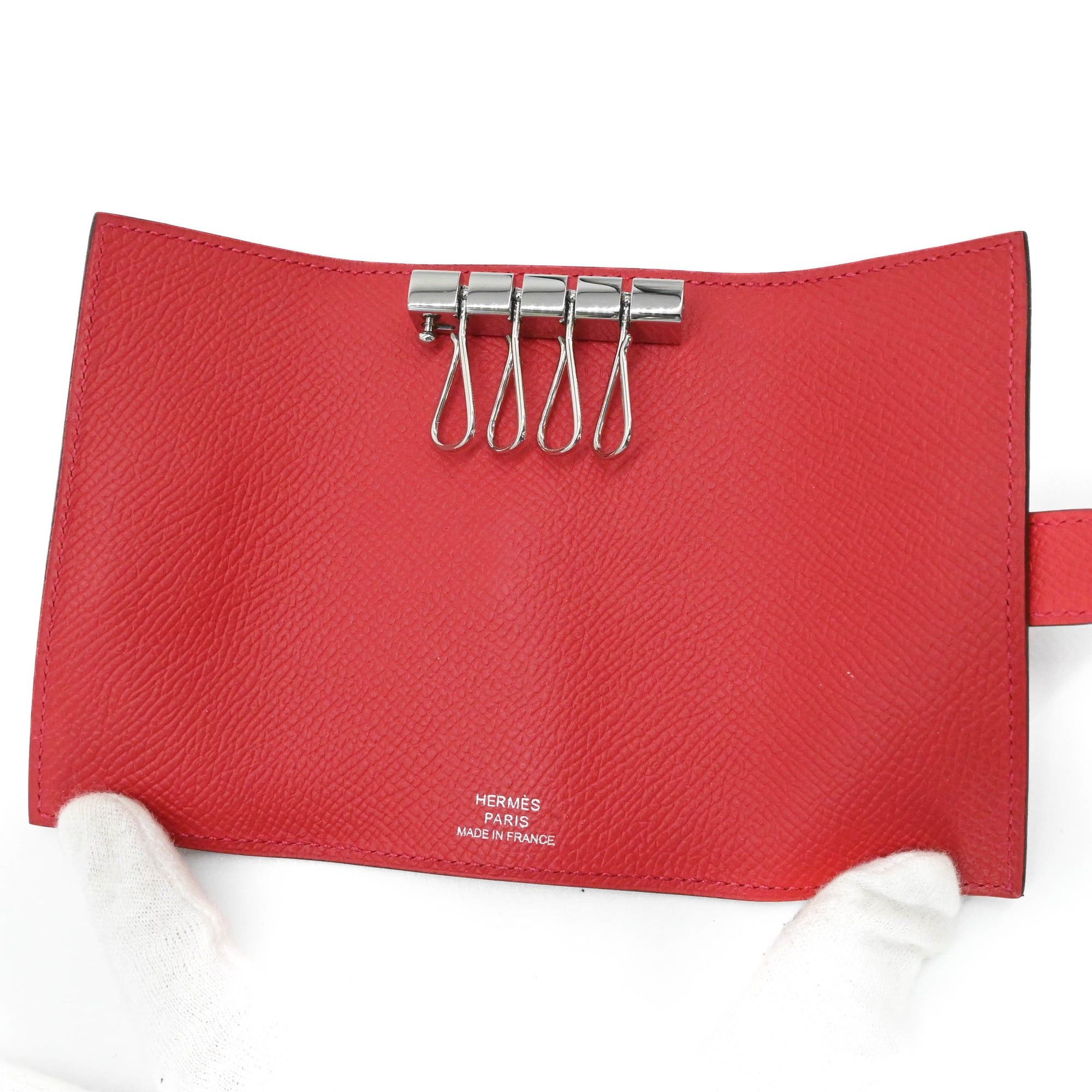 Hermes HERMES Bearn 4-ring key case in Epsom leather with Rouge Coupe pattern pink red, #C Size ONE SIZE - 7 Thumbnail