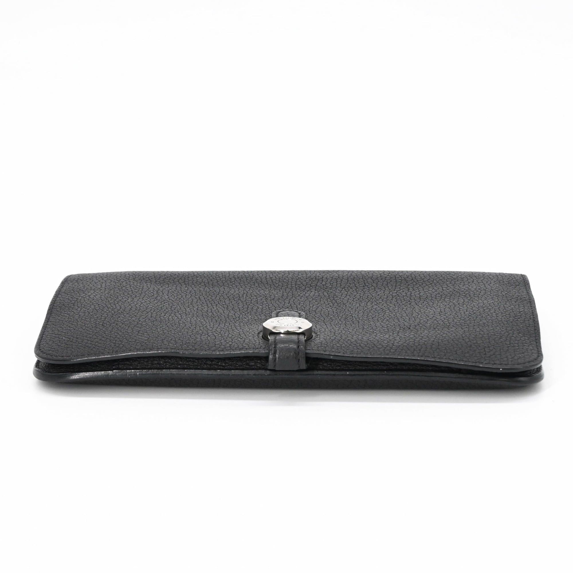 Hermes HERMES Dogon GM Duo Evercolor Leather Long Wallet, Black, Women's, Coin #T Size ONE SIZE - 5 Thumbnail
