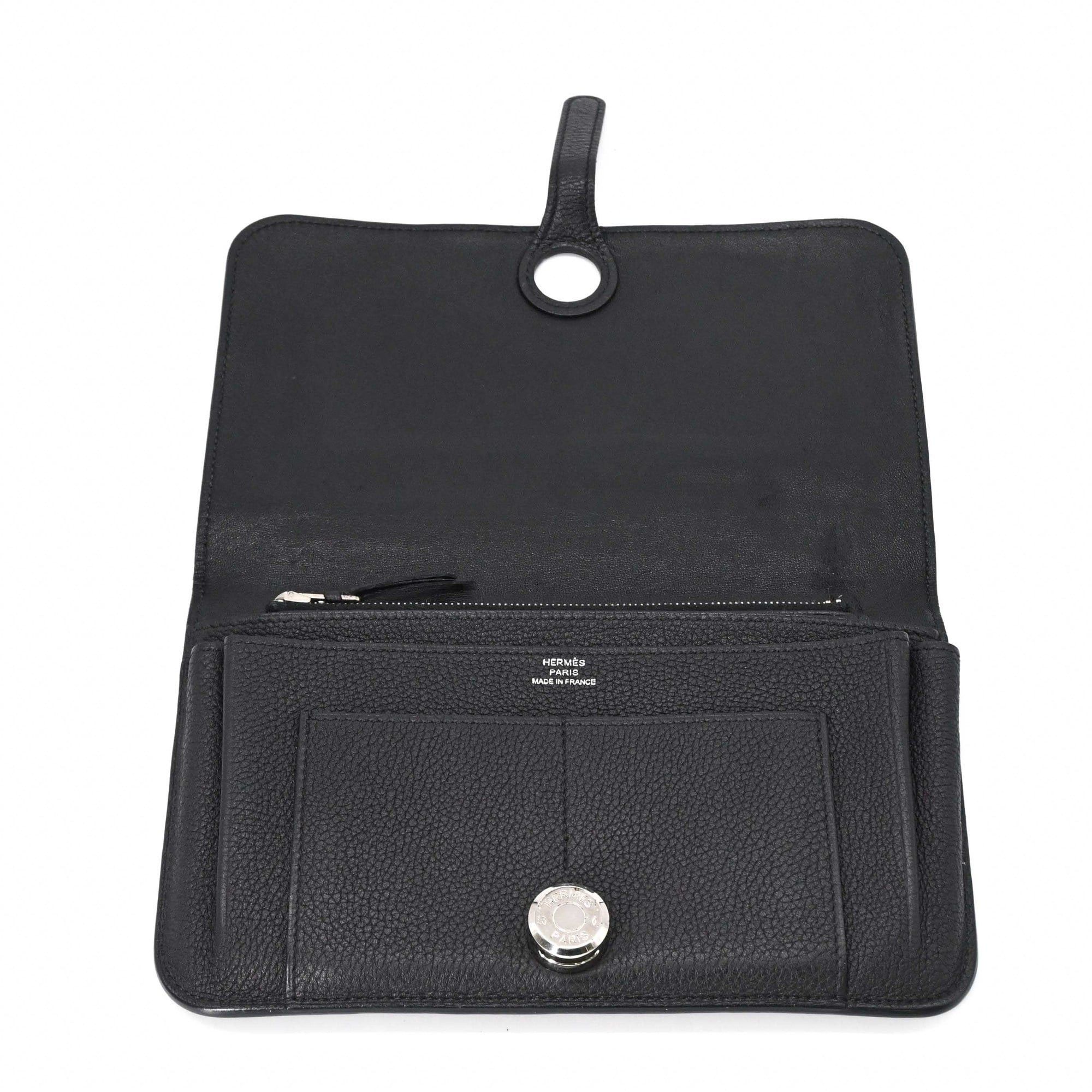 Hermes HERMES Dogon GM Duo Evercolor Leather Long Wallet, Black, Women's, Coin #T Size ONE SIZE - 8 Thumbnail