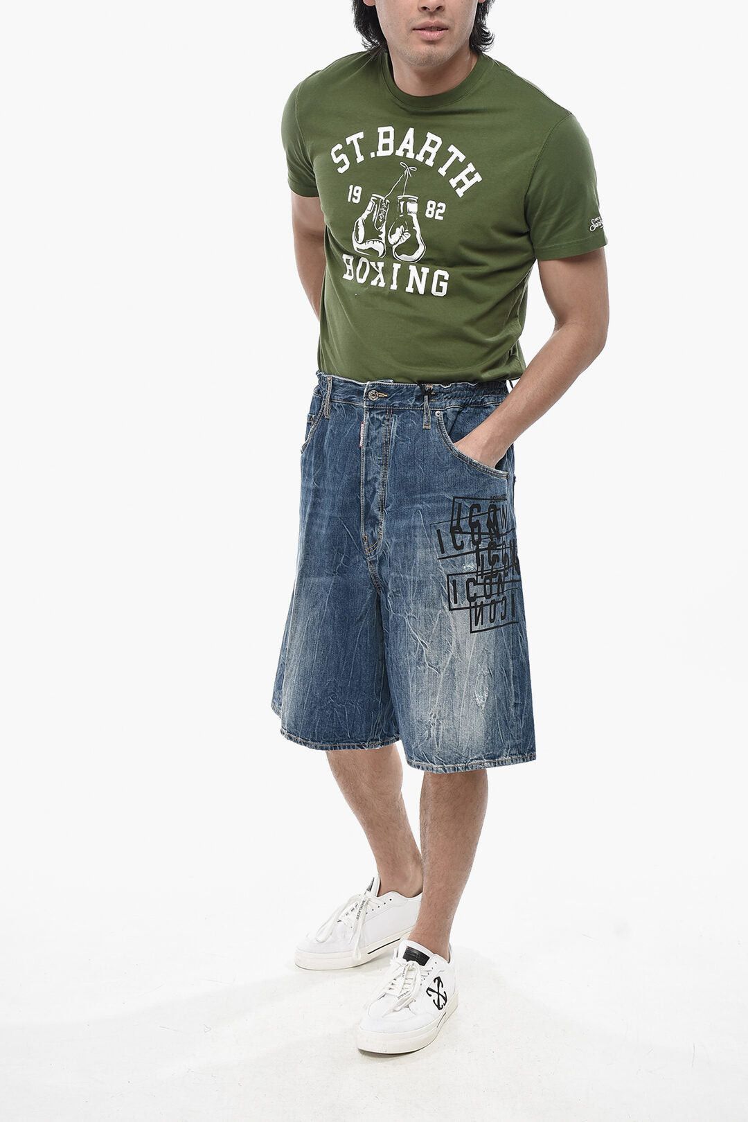 Dsquared2 5-Pocket Denim Shorts with Logo Button Size US 34 / EU 50 - 3 Thumbnail