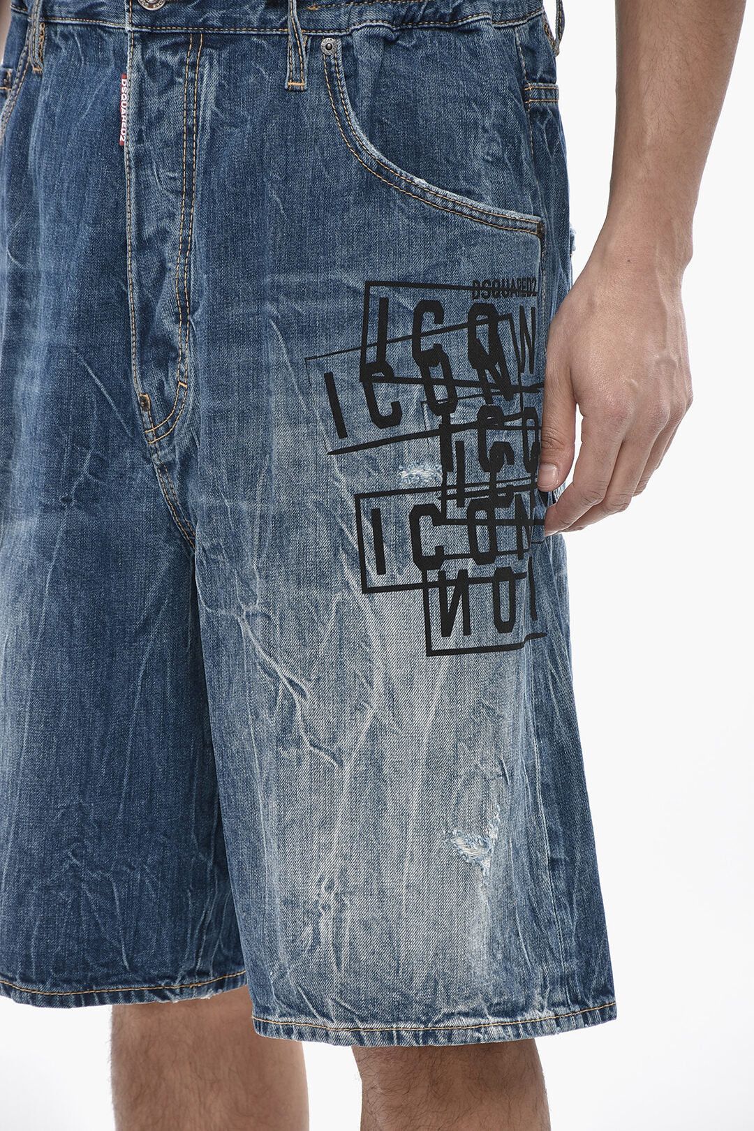Dsquared2 5-Pocket Denim Shorts with Logo Button Size US 34 / EU 50 - 2 Thumbnail