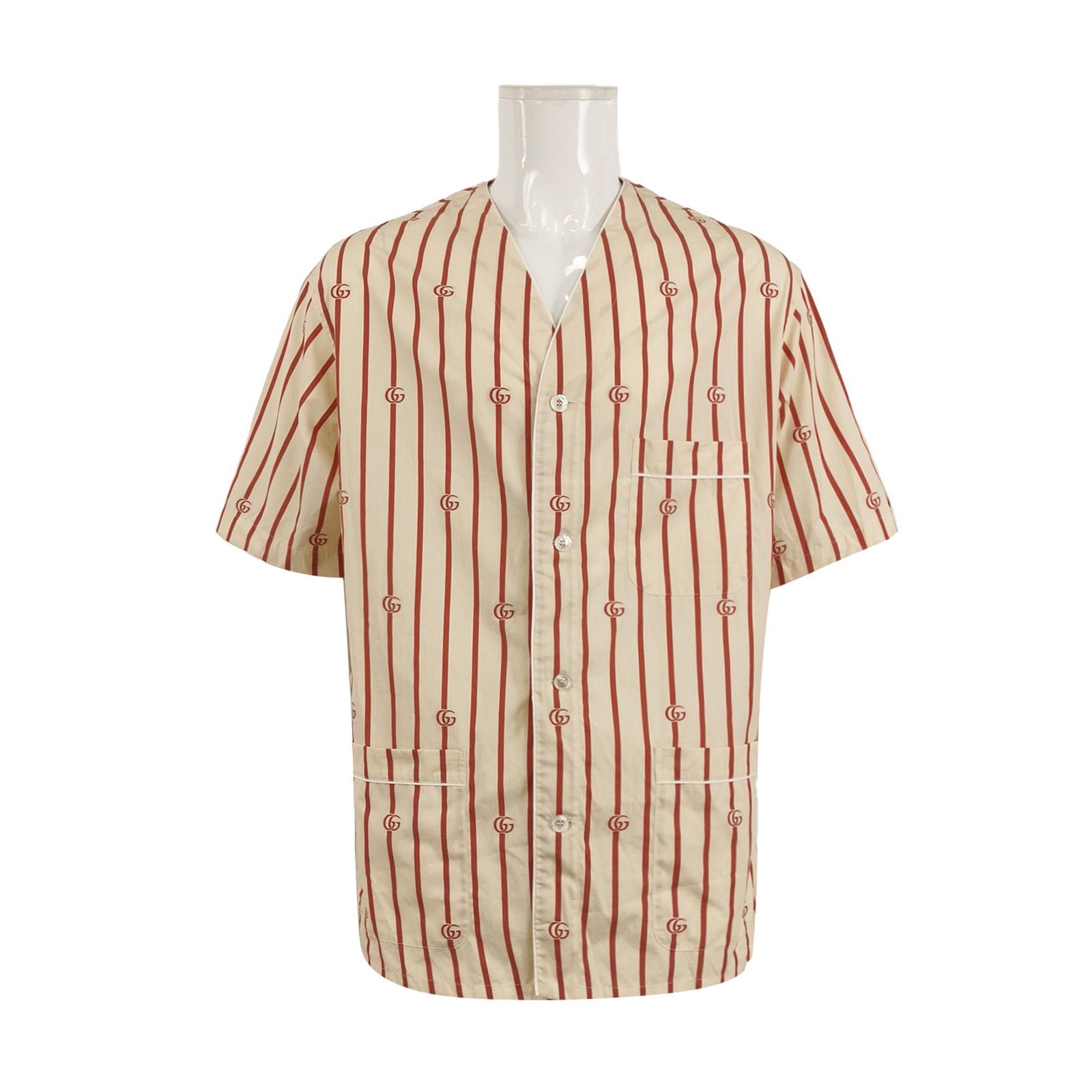 Gucci Gucci Striped V-Neck Short-Sleeve Button-Down Shirt Size US S / EU 44-46 / 1 - 18 Thumbnail