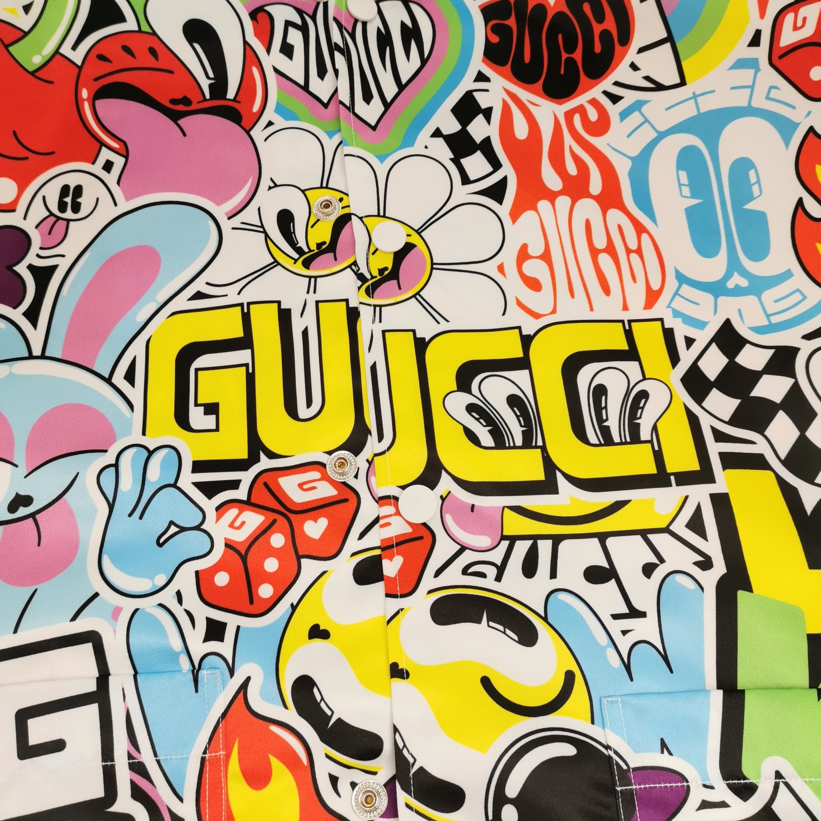 Gucci Gucci Cartoon Print Logo Collared Short-Sleeve Shirt Size US S / EU 44-46 / 1 - 6 Thumbnail