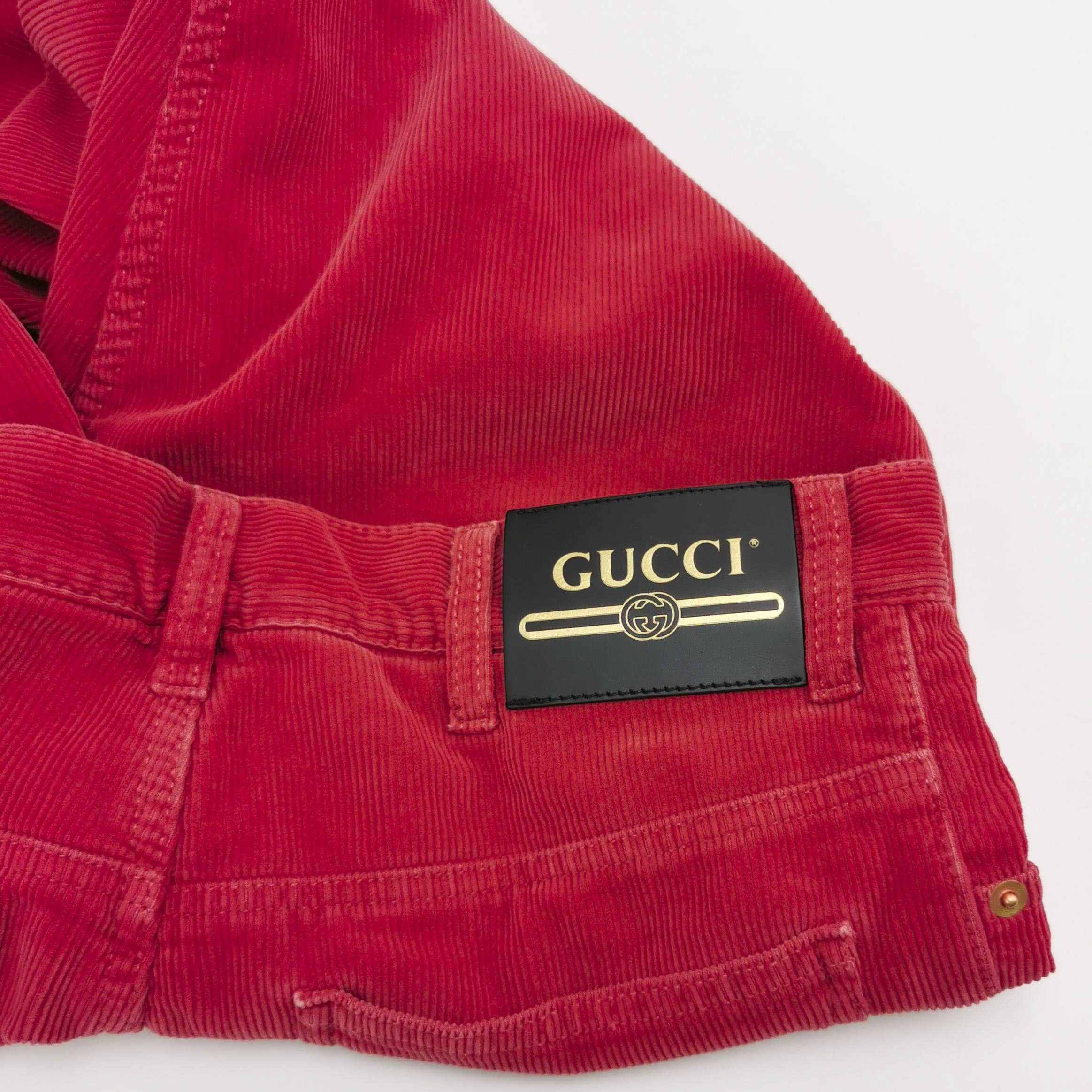 Gucci Gucci Men's Logo Cotton Red Pants 29 Size US 29 - 7 Thumbnail
