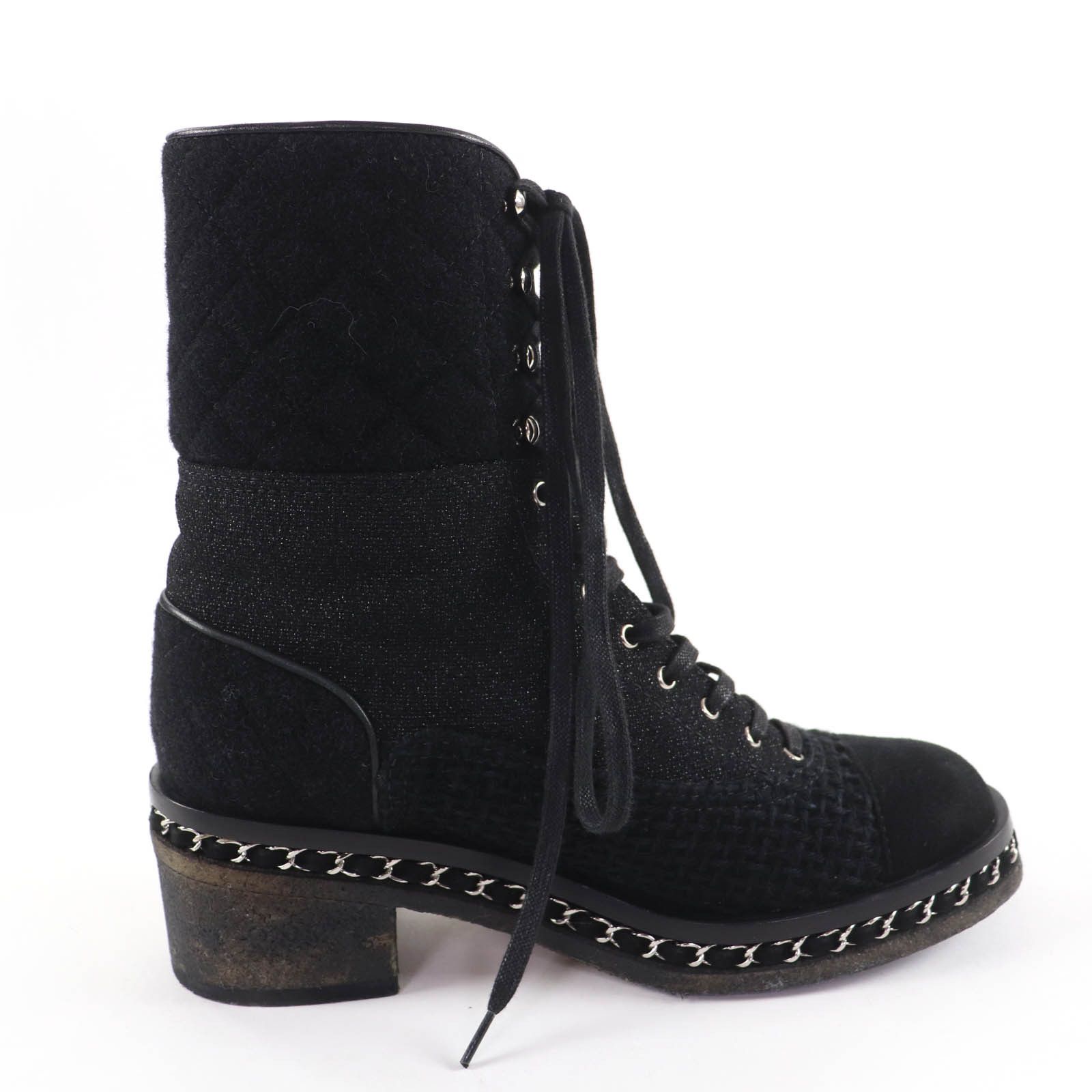 Chanel Chanel CHANEL COCO Mark Matelass Tweed Boots Leather Shoes G32142 DUTY FREE for USA Size ONE SIZE - 5 Thumbnail