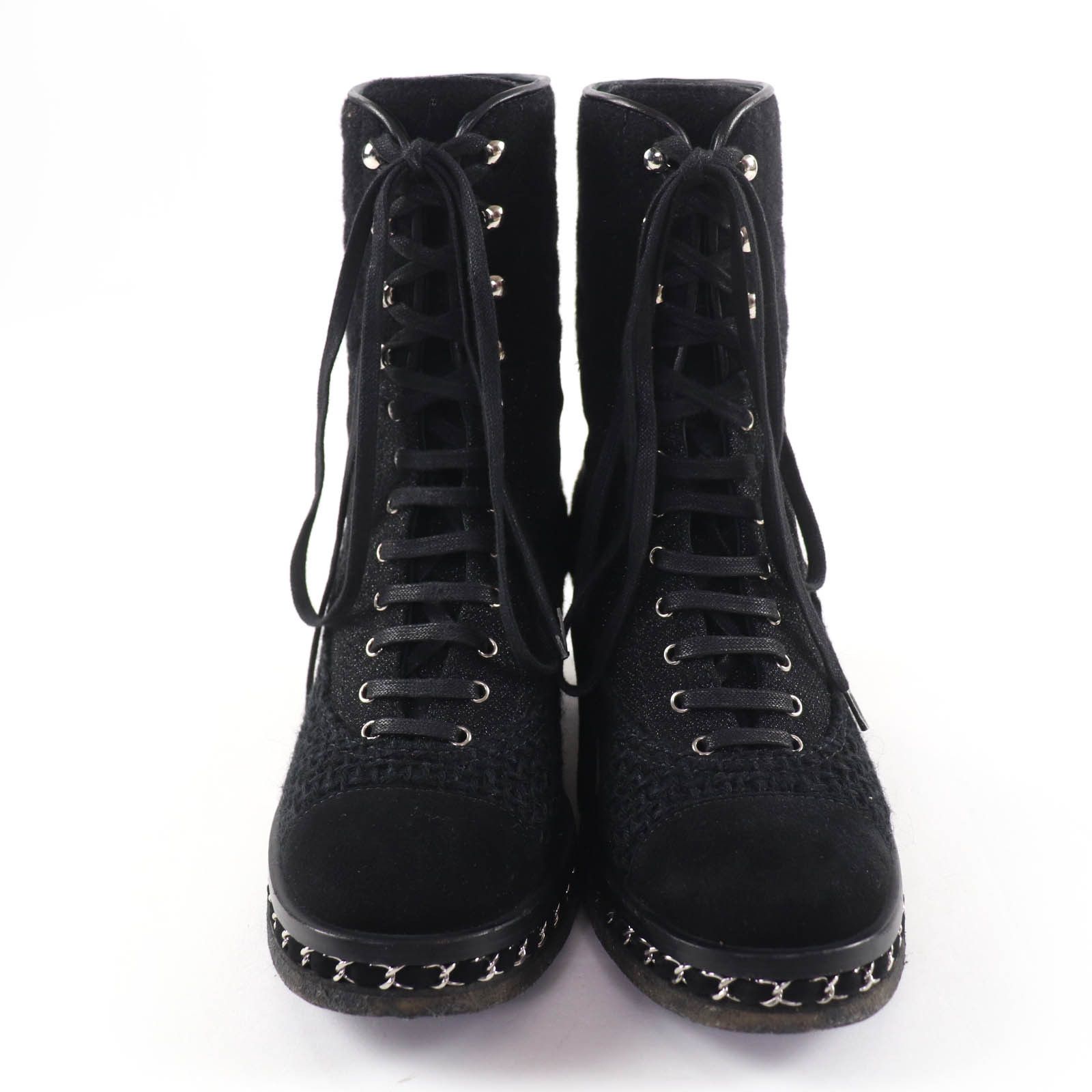 Chanel Chanel CHANEL COCO Mark Matelass Tweed Boots Leather Shoes G32142 DUTY FREE for USA Size ONE SIZE - 3 Thumbnail