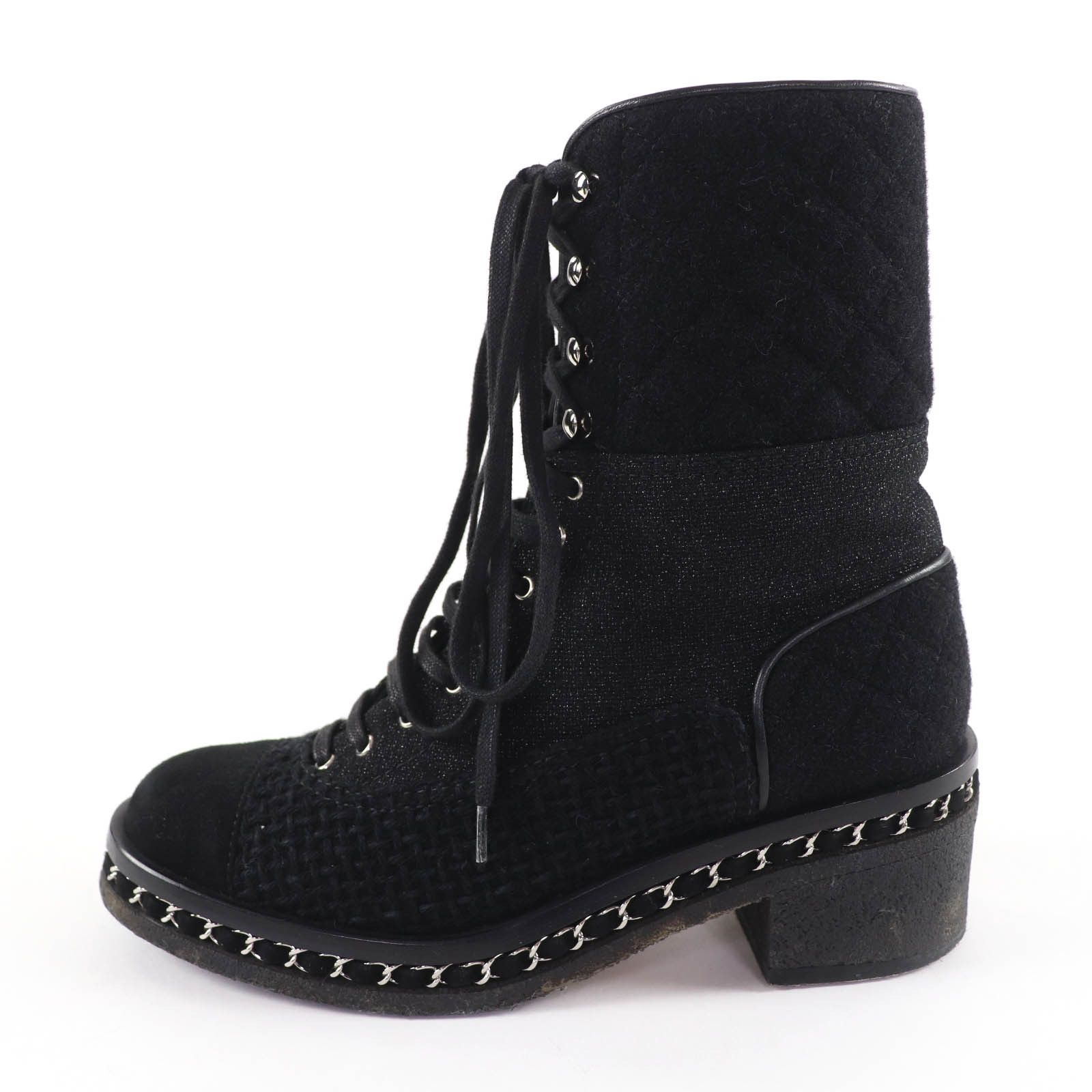 Chanel Chanel CHANEL COCO Mark Matelass Tweed Boots Leather Shoes G32142 DUTY FREE for USA Size ONE SIZE - 4 Thumbnail