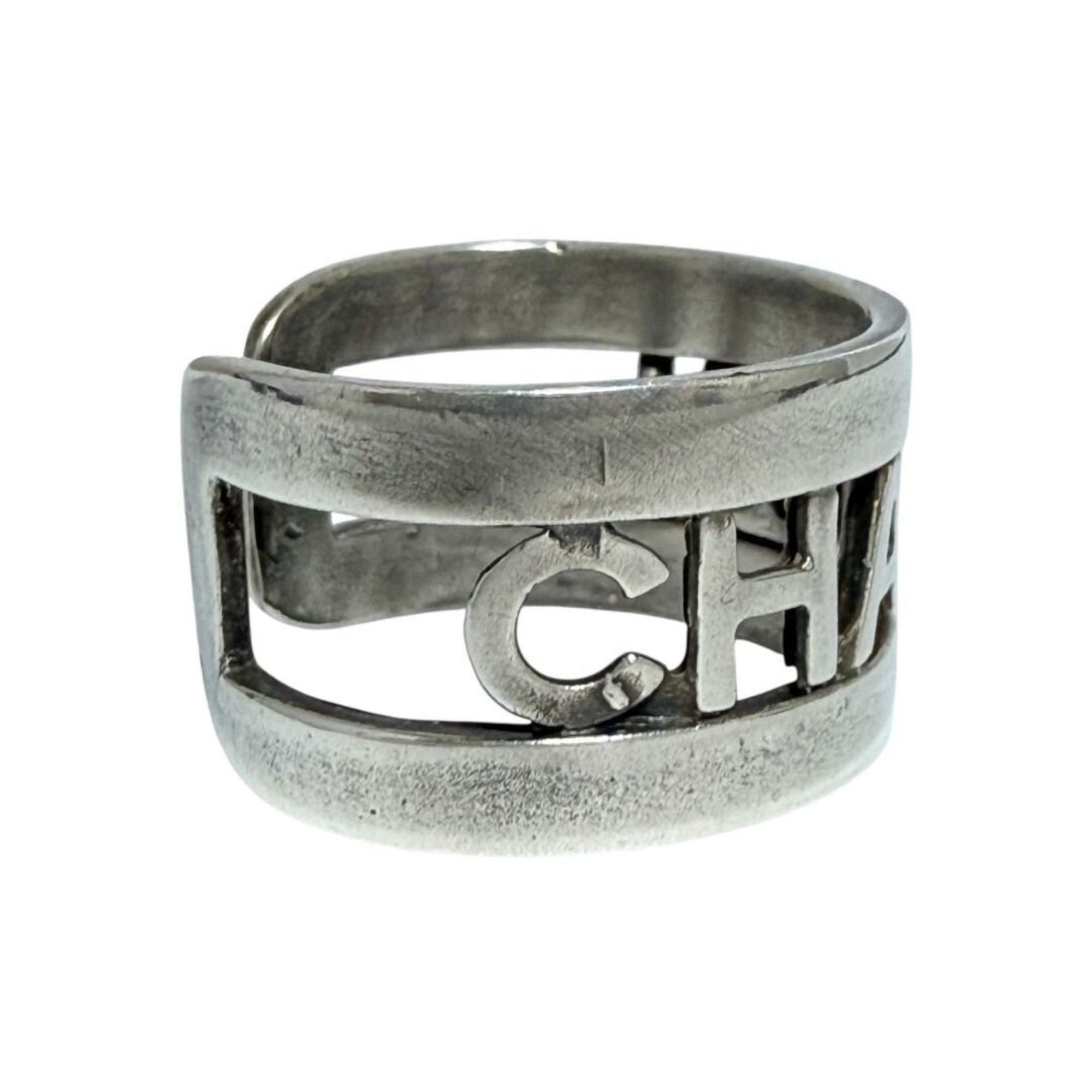 Chanel Chanel Women's Wide Logo Ring, Size 14, Antique Silver Size ONE SIZE - 3 Thumbnail
