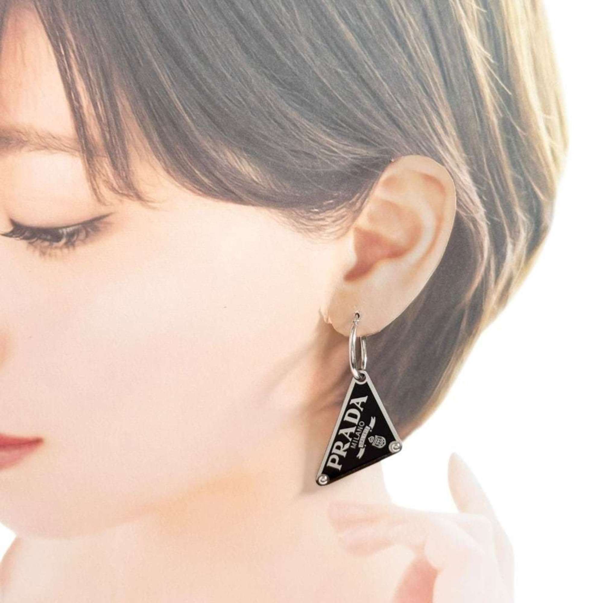 Prada Prada Men's/Women's Symbol Pendant Earring, Single Earring (Left Ear), Silver Size ONE SIZE - 10 Thumbnail