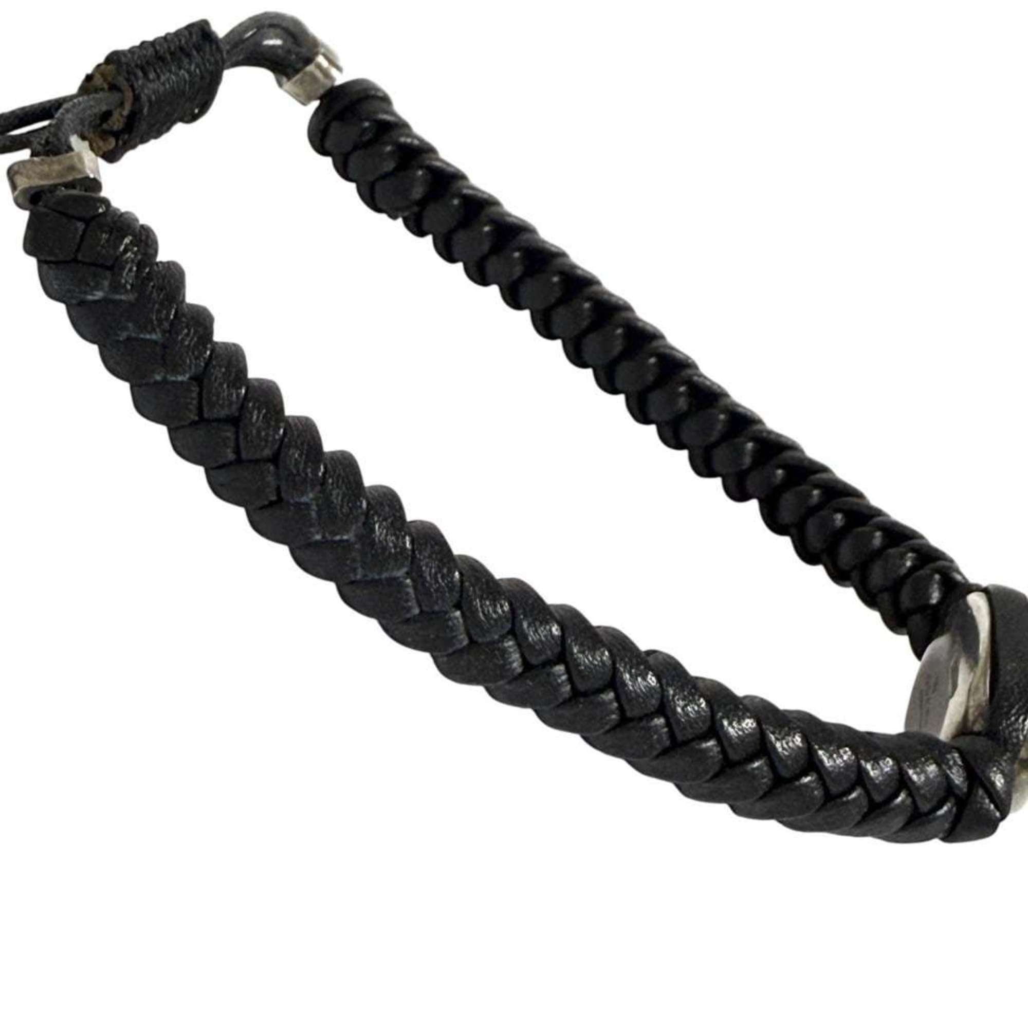 Gucci Gucci Men's Silver Leather Coin Bracelet, 16-22cm Size ONE SIZE - 4 Thumbnail