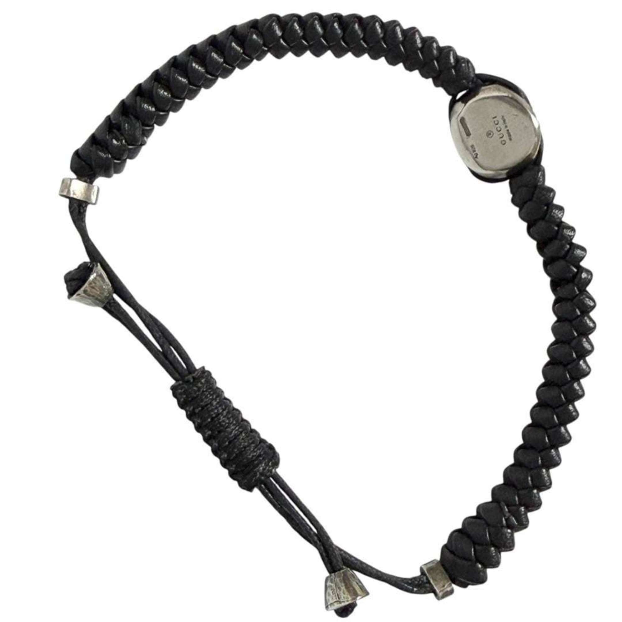Gucci Gucci Men's Silver Leather Coin Bracelet, 16-22cm Size ONE SIZE - 2 Thumbnail