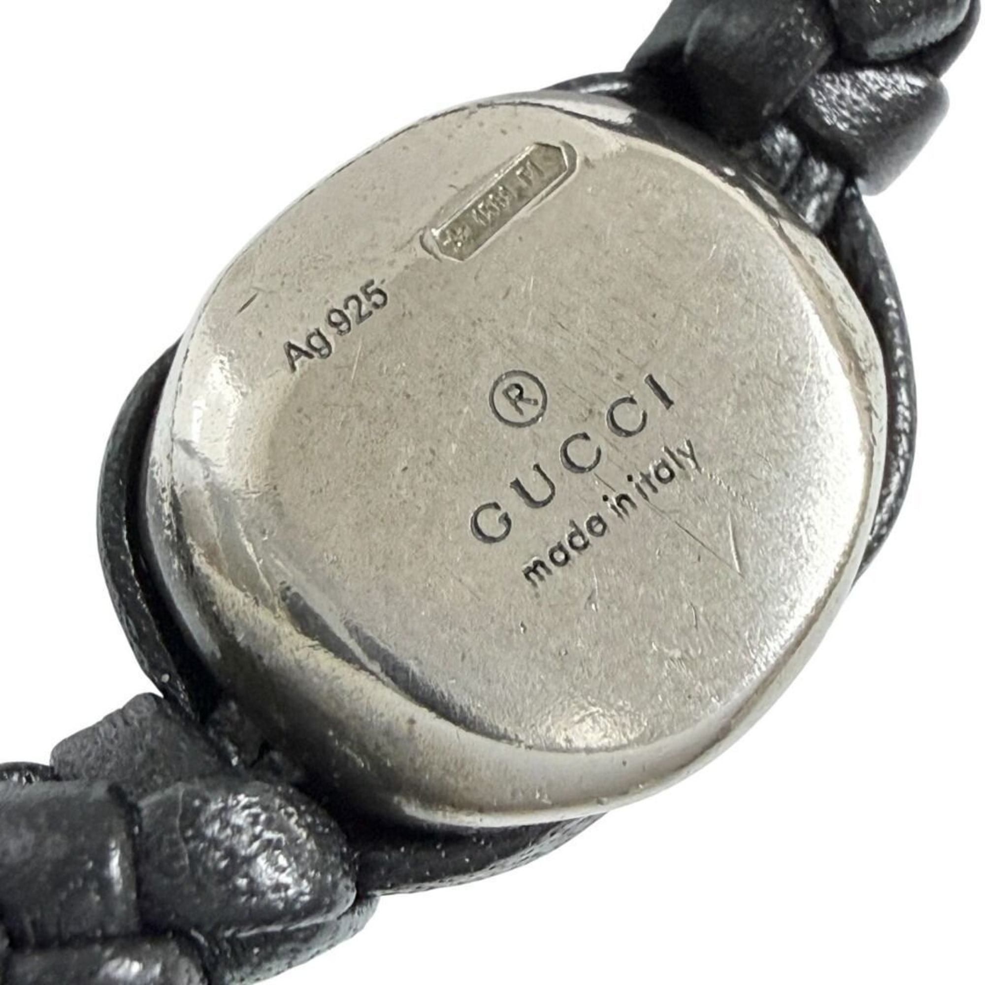 Gucci Gucci Men's Silver Leather Coin Bracelet, 16-22cm Size ONE SIZE - 7 Thumbnail
