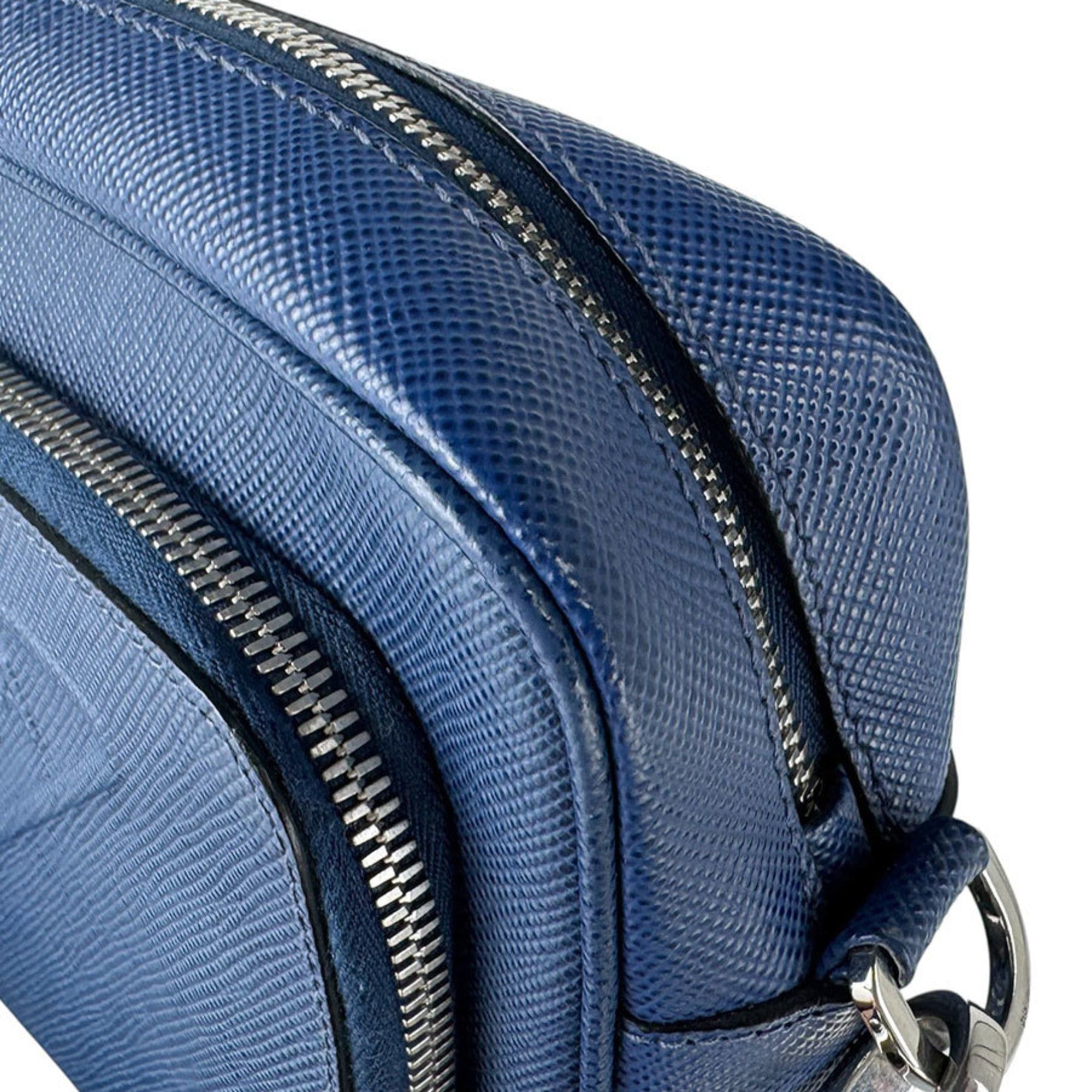 Prada Prada Shoulder Bag, Leather, Blue, Men's/Women's, Free Shipping, z8831 Size ONE SIZE - 8 Thumbnail