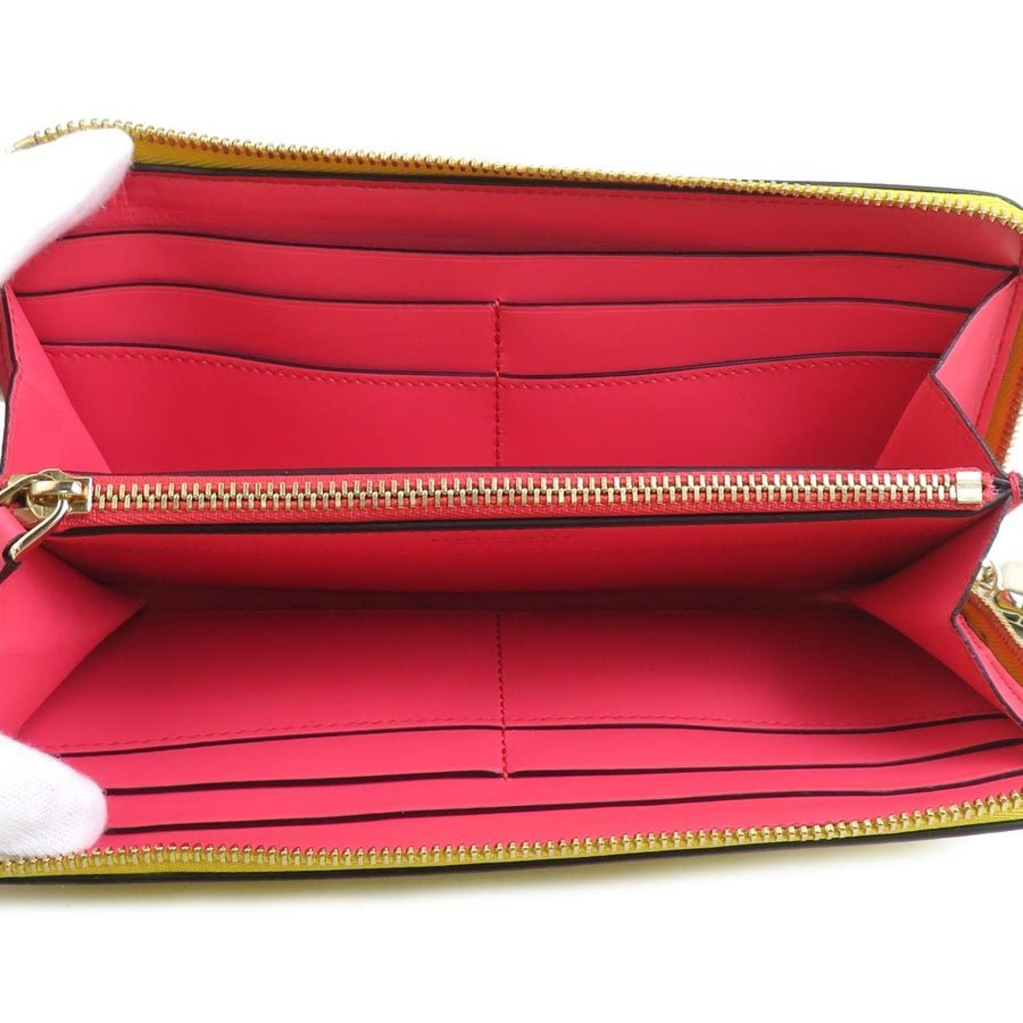 Bvlgari Bvlgari Serpenti Forever L-shaped zipper wallet in yellow and pink leather. Free shipping. Item number 56579a. Size ONE SIZE - 3 Thumbnail