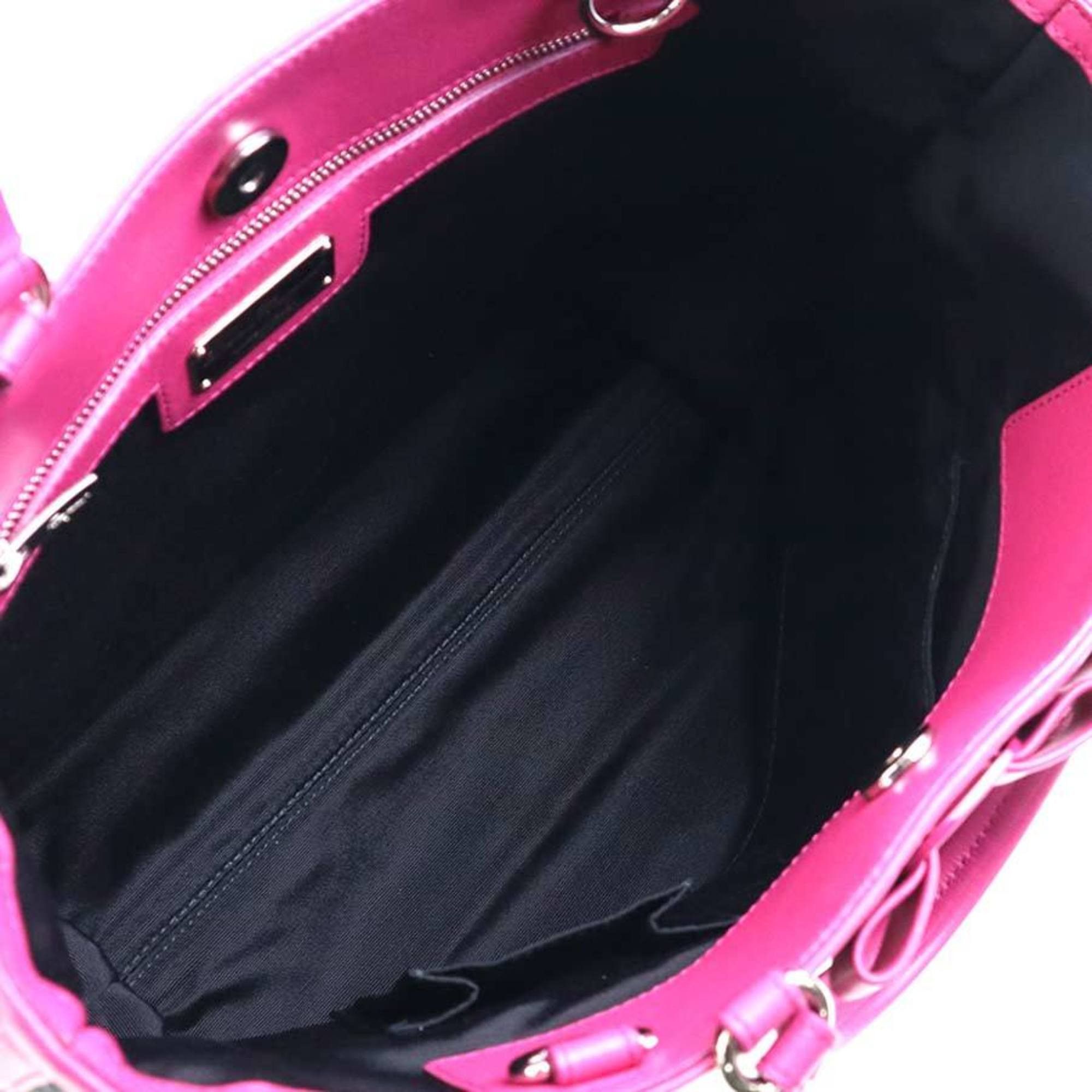 Salvatore Ferragamo Salvatore Ferragamo Vara Ribbon Nylon and Leather Handbag/Shoulder Bag in Black Pink. Free Shipping. (H31963a) Size ONE SIZE - 5 Thumbnail