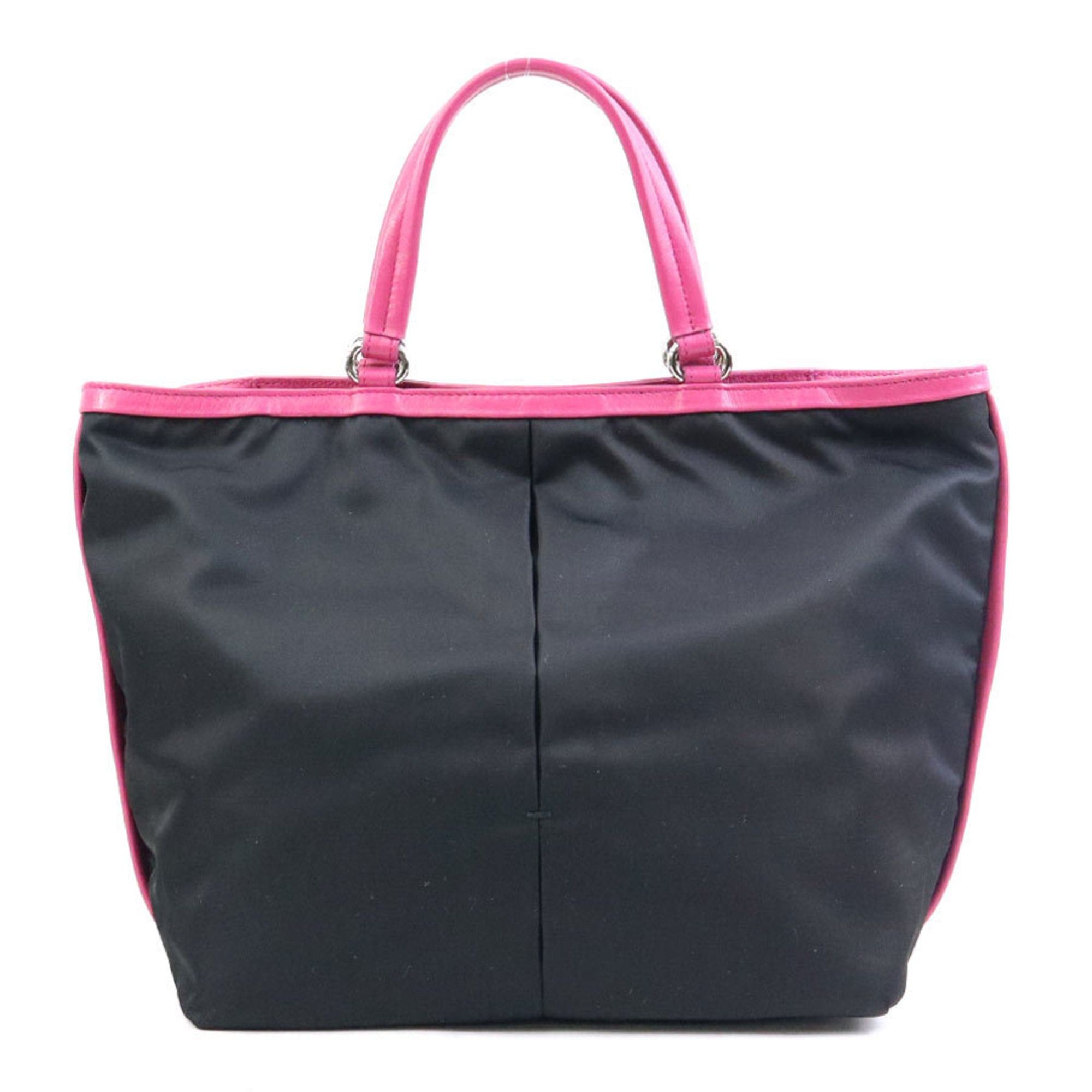 Salvatore Ferragamo Salvatore Ferragamo Vara Ribbon Nylon and Leather Handbag/Shoulder Bag in Black Pink. Free Shipping. (H31963a) Size ONE SIZE - 3 Thumbnail