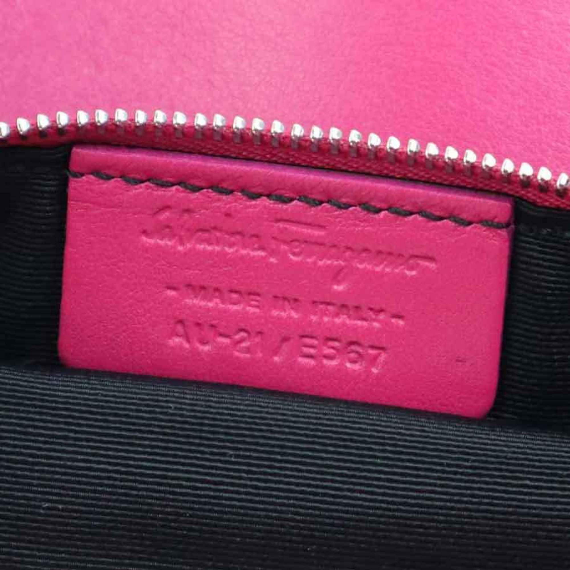 Salvatore Ferragamo Salvatore Ferragamo Vara Ribbon Nylon and Leather Handbag/Shoulder Bag in Black Pink. Free Shipping. (H31963a) Size ONE SIZE - 15 Thumbnail