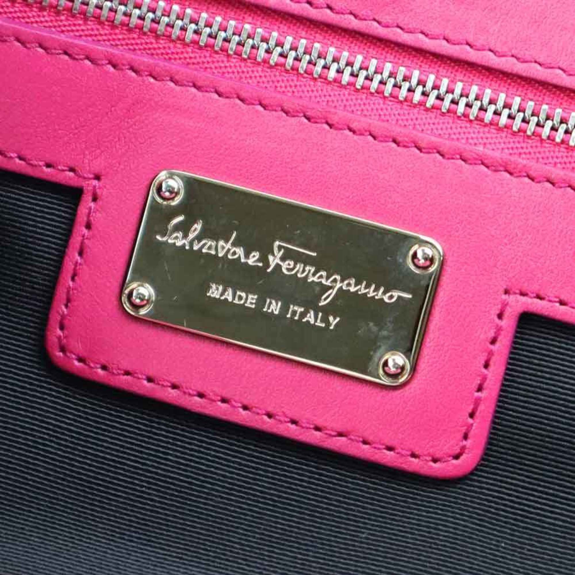 Salvatore Ferragamo Salvatore Ferragamo Vara Ribbon Nylon and Leather Handbag/Shoulder Bag in Black Pink. Free Shipping. (H31963a) Size ONE SIZE - 14 Thumbnail