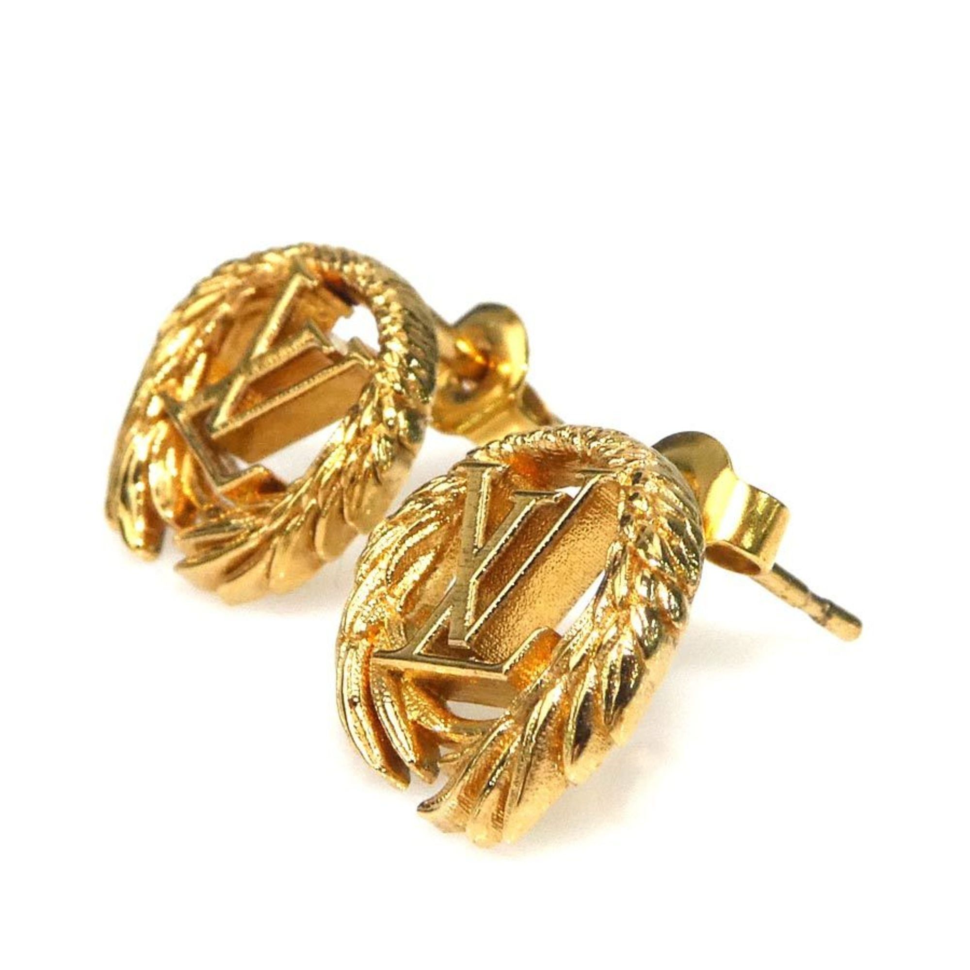Louis Vuitton Louis Vuitton Boucle de Reuille Push Earrings, LV Angel Metal Gold, Women's, Free Shipping, 56585k Size ONE SIZE - 3 Thumbnail