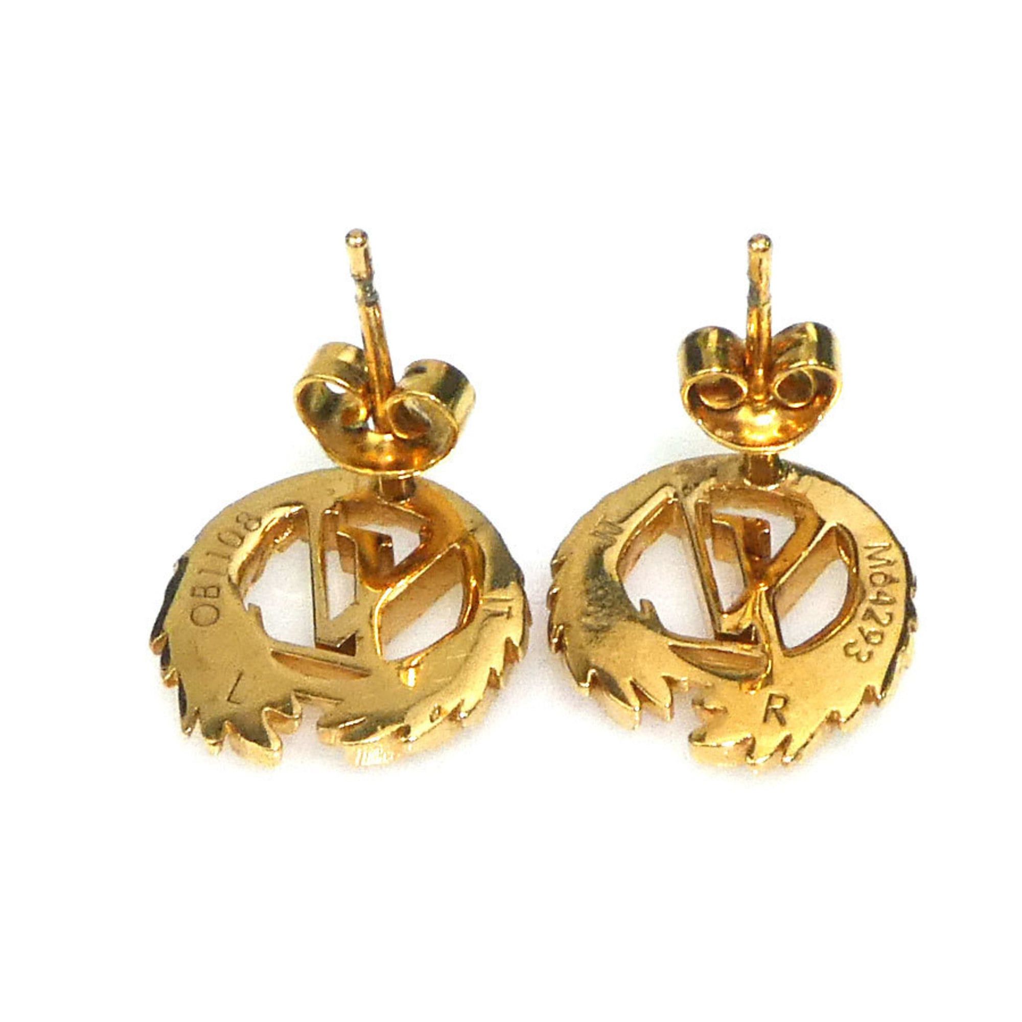 Louis Vuitton Louis Vuitton Boucle de Reuille Push Earrings, LV Angel Metal Gold, Women's, Free Shipping, 56585k Size ONE SIZE - 5 Thumbnail