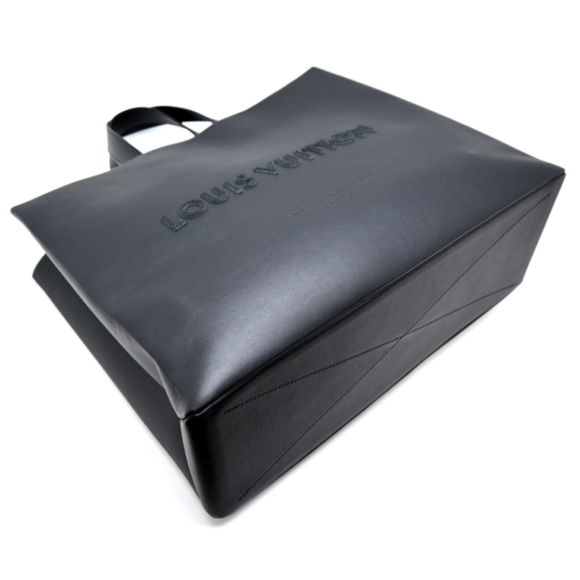 Louis Vuitton Louis Vuitton Shopper Tote MM Women's/Men's Bag M28309 Lamb Leather Black Size ONE SIZE - 4 Thumbnail