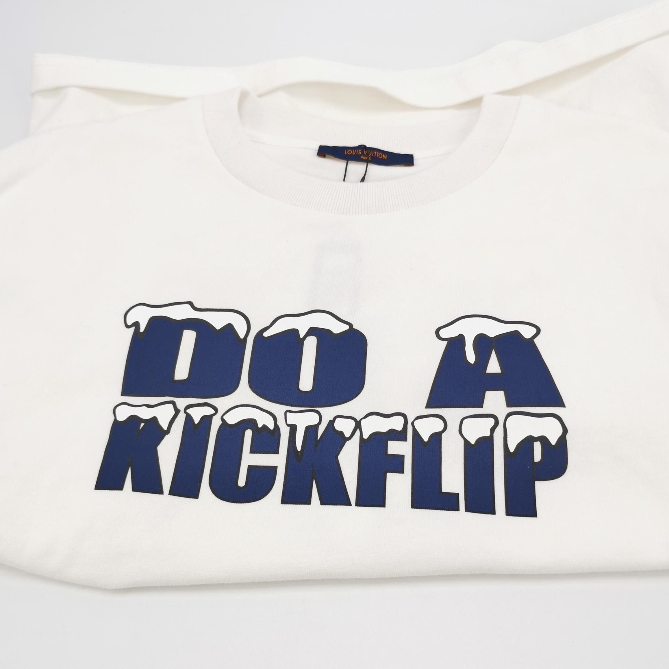 Louis Vuitton White 'DO A KICKFLIP' Cotton Crew Neck T-Shirt L Size US L / EU 52-54 / 3 - 5 Thumbnail