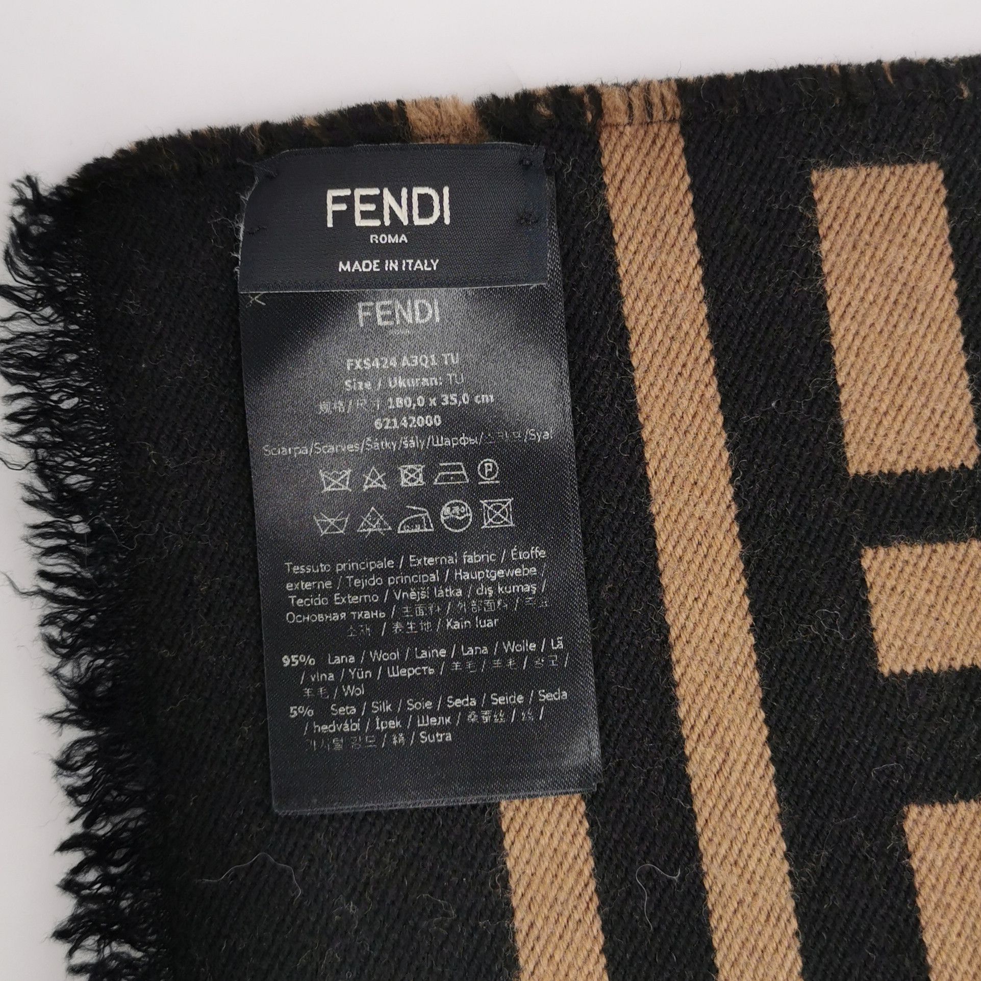 Louis Vuitton Fendi Double F Pattern Fringe Scarf Size ONE SIZE - 7 Thumbnail
