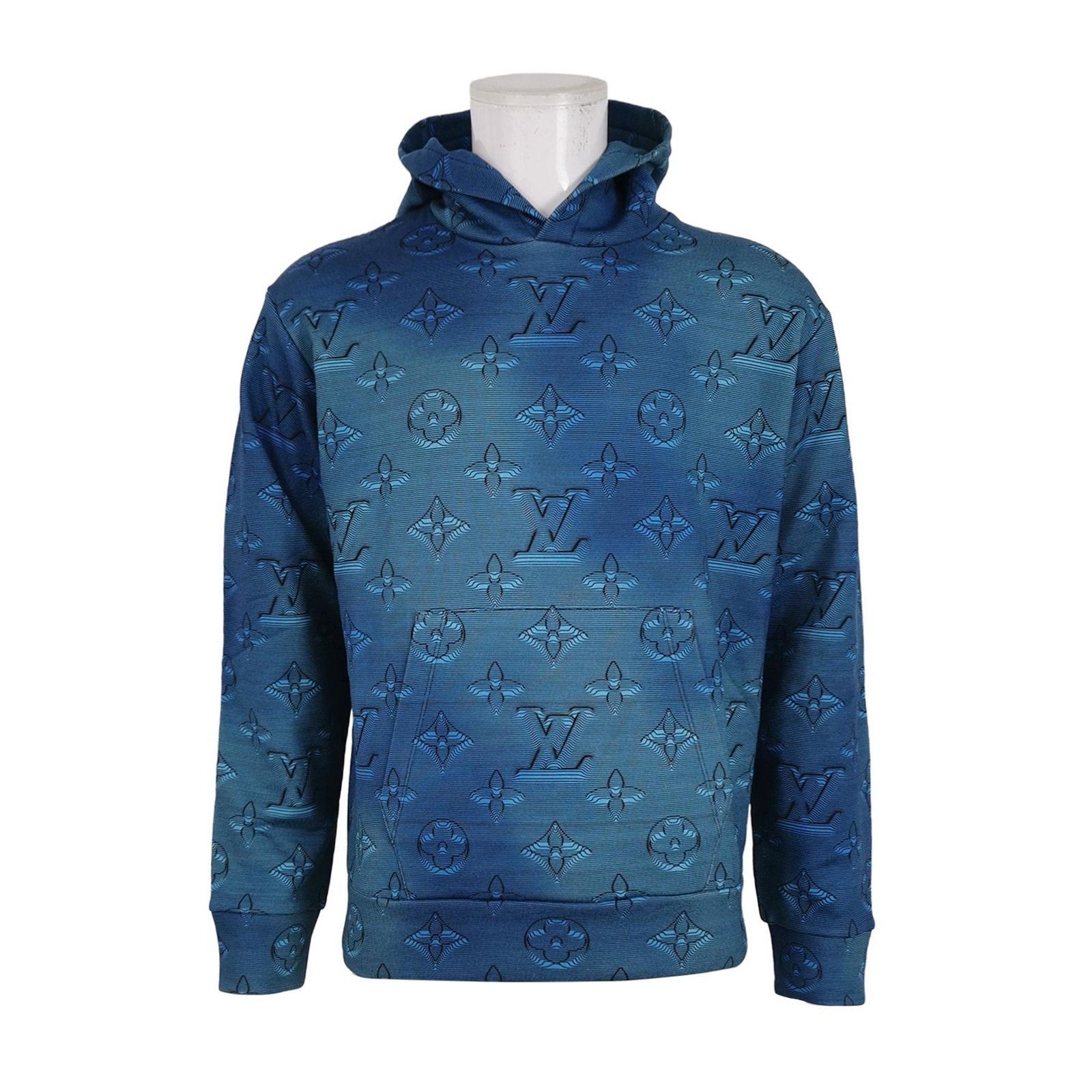 Louis Vuitton Louis Vuitton Blue Monogram Hooded Sweatshirt M Size US M / EU 48-50 / 2 - 2 Thumbnail